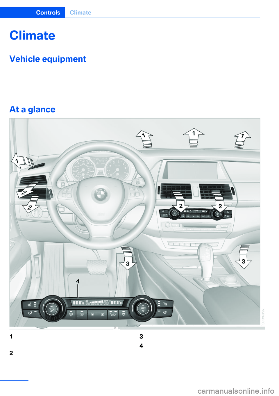 BMW X5 XDRIVE 35I SPORT ACTIVITY 2013  Owners Manual ClimateVehicle equipmentThis chapter describes all series equipment as
well as country-specific and special equipment
offered for this model series.Therefore, it alsodescribes equipment that may not b
