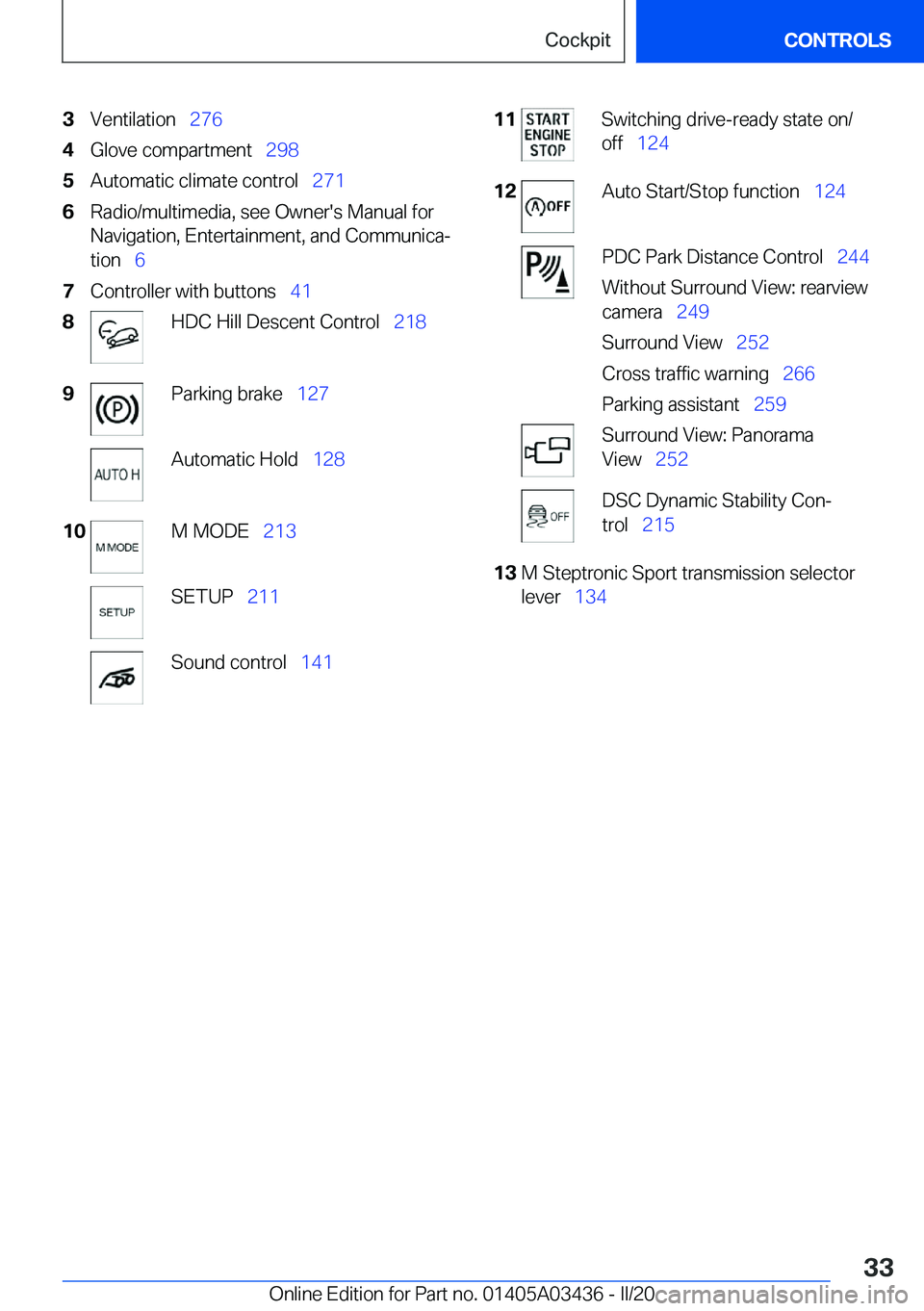 BMW X6 M 2020  Owners Manual �3�V�e�n�t�i�l�a�t�i�o�n#\#_�2�7�6�4�G�l�o�v�e��c�o�m�p�a�r�t�m�e�n�t#\#_ �2�9�8�5�A�u�t�o�m�a�t�i�c��c�l�i�m�a�t�e��c�o�n�t�r�o�l#\#_ �2�7�1�6�R�a�d�i�o�/�m�u�l�t�i�m�e�d�i�a�,��s�e�e��O�w�n�e�r