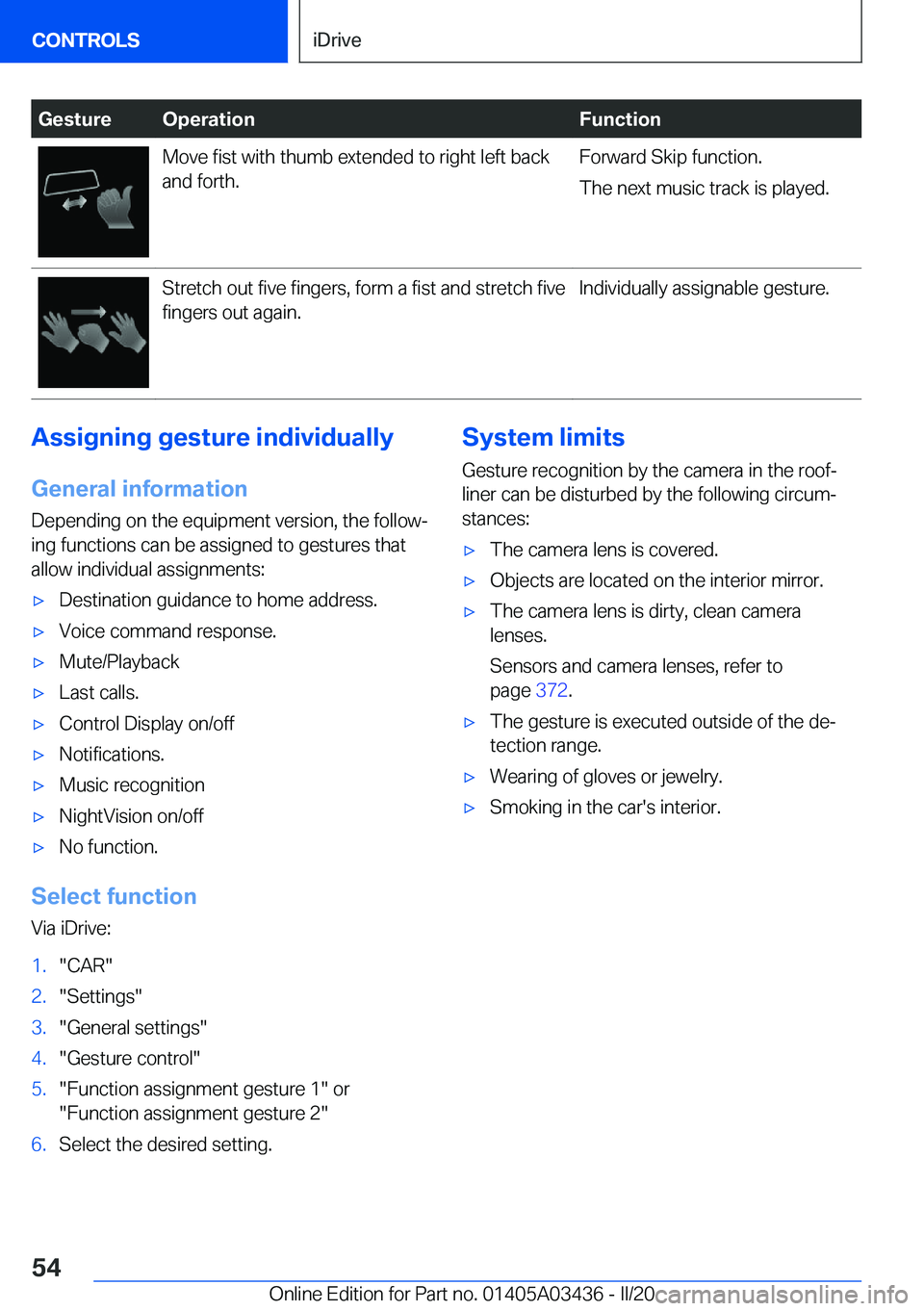 BMW X6 M 2020  Owners Manual �G�e�s�t�u�r�e�O�p�e�r�a�t�i�o�n�F�u�n�c�t�i�o�n�M�o�v�e��f�i�s�t��w�i�t�h��t�h�u�m�b��e�x�t�e�n�d�e�d��t�o��r�i�g�h�t��l�e�f�t��b�a�c�k�a�n�d��f�o�r�t�h�.�F�o�r�w�a�r�d��S�k�i�p��f�u�n�c�t