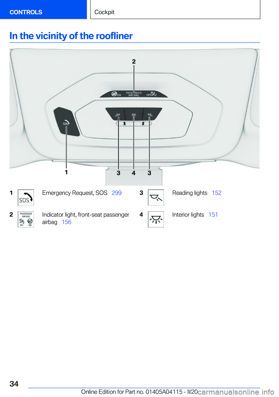 BMW Z4 2020  Owners Manual �I�n��t�h�e��v�i�c�i�n�i�t�y��o�f��t�h�e��r�o�o�f�l�i�n�e�r�1�E�m�e�r�g�e�n�c�y��R�e�q�u�e�s�t�,��S�O�S#\#_�2�9�9�2�I�n�d�i�c�a�t�o�r��l�i�g�h�t�,��f�r�o�n�t�-�s�e�a�t��p�a�s�s�e�n�g�e�r
�a�