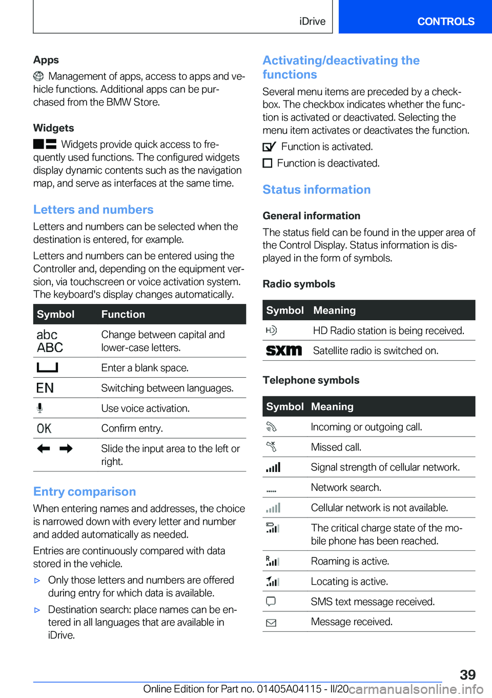 BMW Z4 2020  Owners Manual �A�p�p�s
���M�a�n�a�g�e�m�e�n�t��o�f��a�p�p�s�,��a�c�c�e�s�s��t�o��a�p�p�s��a�n�d��v�e#j
�h�i�c�l�e��f�u�n�c�t�i�o�n�s�.��A�d�d�i�t�i�o�n�a�l��a�p�p�s��c�a�n��b�e��p�u�r#j
�c�h�a�s�e�d�