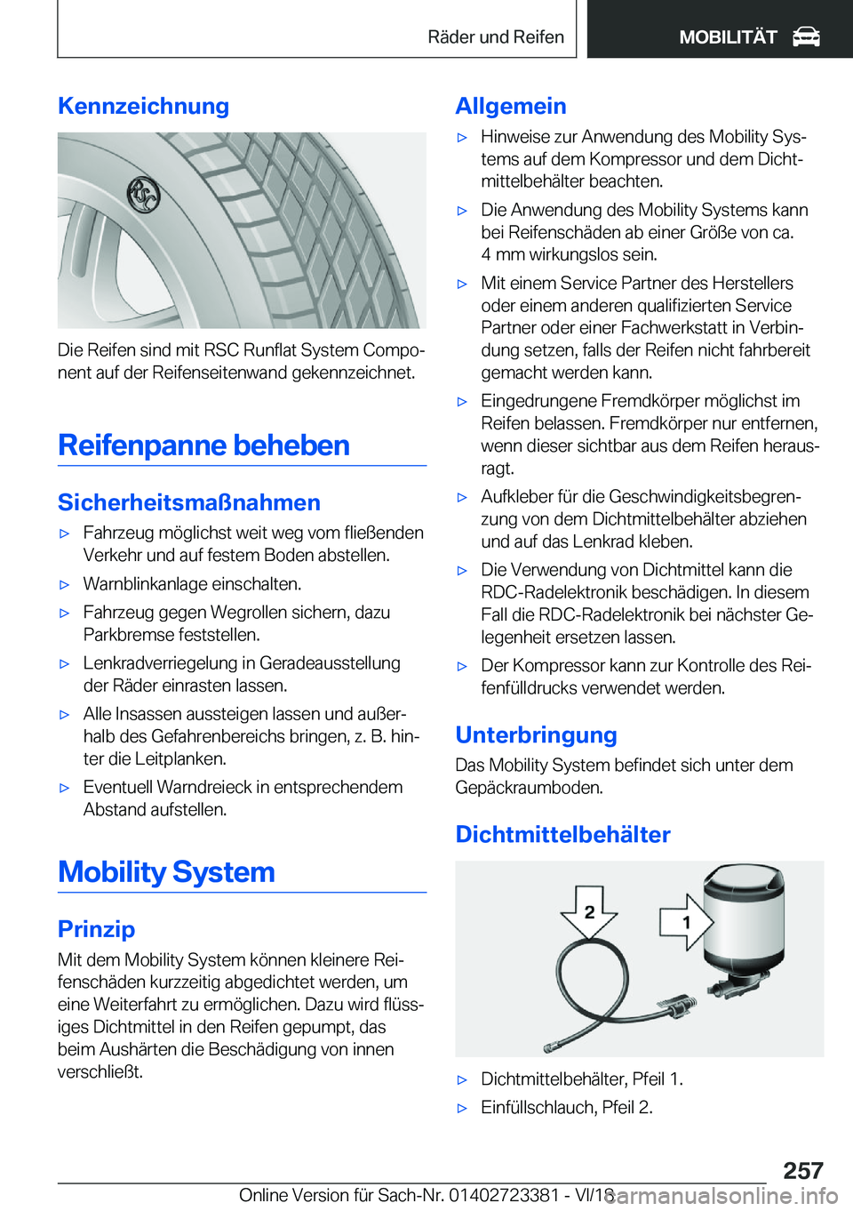 BMW 2 SERIES COUPE 2019  Betriebsanleitungen (in German) �K�e�n�n�z�e�i�c�h�n�u�n�g
�D�i�e��R�e�i�f�e�n��s�i�n�d��m�i�t��R�S�C��R�u�n�f�l�a�t��S�y�s�t�e�m��C�o�m�p�oj
�n�e�n�t��a�u�f��d�e�r��R�e�i�f�e�n�s�e�i�t�e�n�w�a�n�d��g�e�k�e�n�n�z�e�i�c�h