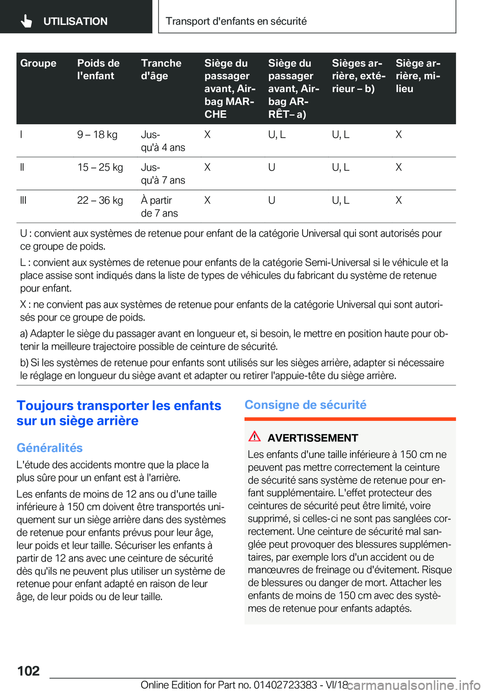 BMW 2 SERIES COUPE 2019  Notices Demploi (in French) �G�r�o�u�p�e�P�o�i�d�s��d�e
�l�'�e�n�f�a�n�t�T�r�a�n�c�h�e
�d�'�