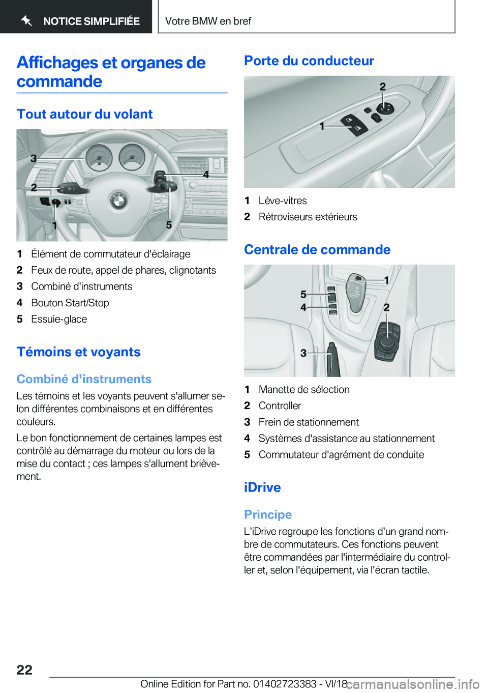 BMW 2 SERIES COUPE 2019  Notices Demploi (in French) �A�f�f�i�c�h�a�g�e�s��e�t��o�r�g�a�n�e�s��d�e�c�o�m�m�a�n�d�e
�T�o�u�t��a�u�t�o�u�r��d�u��v�o�l�a�n�t
�1�
