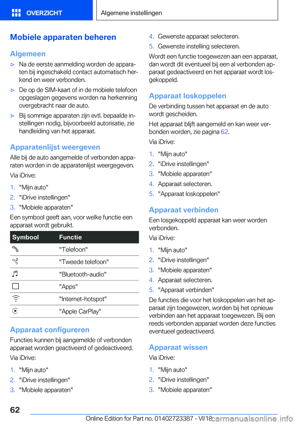 BMW 2 SERIES COUPE 2019  Instructieboekjes (in Dutch) �M�o�b�i�e�l�e��a�p�p�a�r�a�t�e�n��b�e�h�e�r�e�n
�A�l�g�e�m�e�e�n'x�N�a��d�e��e�e�r�s�t�e��a�a�n�m�e�l�d�i�n�g��w�o�r�d�e�n��d�e��a�p�p�a�r�aj
�t�e�n��b�i�j��i�n�g�e�s�c�h�a�k�e�l�d��c