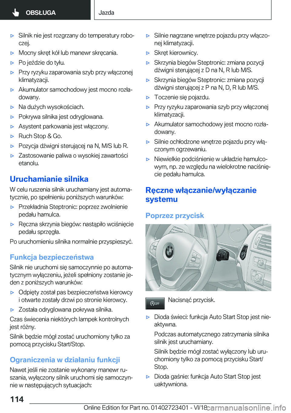 BMW 2 SERIES COUPE 2019  Instrukcja obsługi (in Polish) 'x�S�i�l�n�i�k��n�i�e��j�e�s�t��r�o�z�g�r�z�a�n�y��d�o��t�e�m�p�e�r�a�t�u�r�y��r�o�b�oj�c�z�e�j�.'x�M�o�c�n�y��s�k�r�