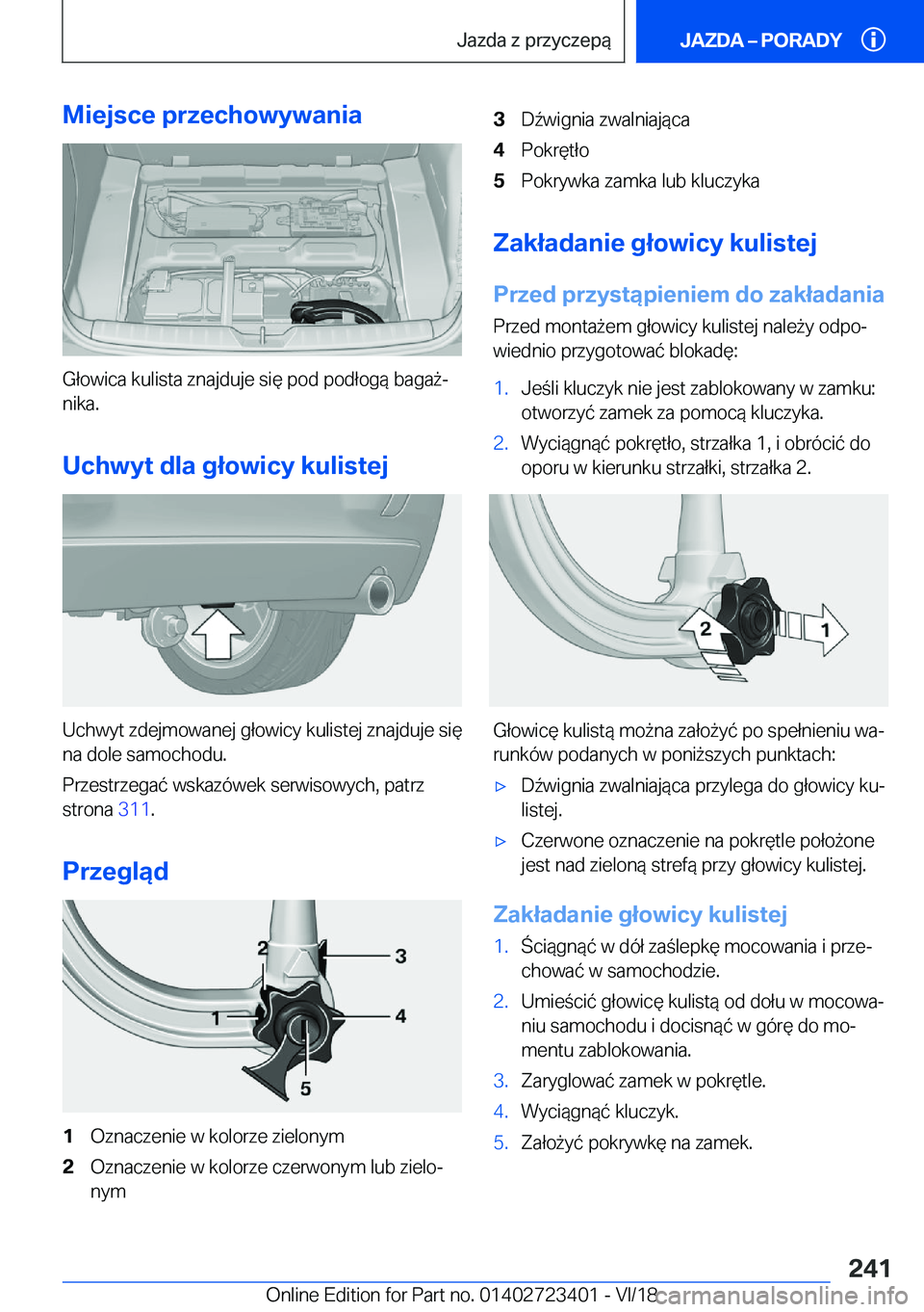 BMW 2 SERIES COUPE 2019  Instrukcja obsługi (in Polish) �M�i�e�j�s�c�e��p�r�z�e�c�h�o�w�y�w�a�n�i�a
�G�ł�o�w�i�c�a��k�u�l�i�s�t�a��z�n�a�j�d�u�j�e��s�i�