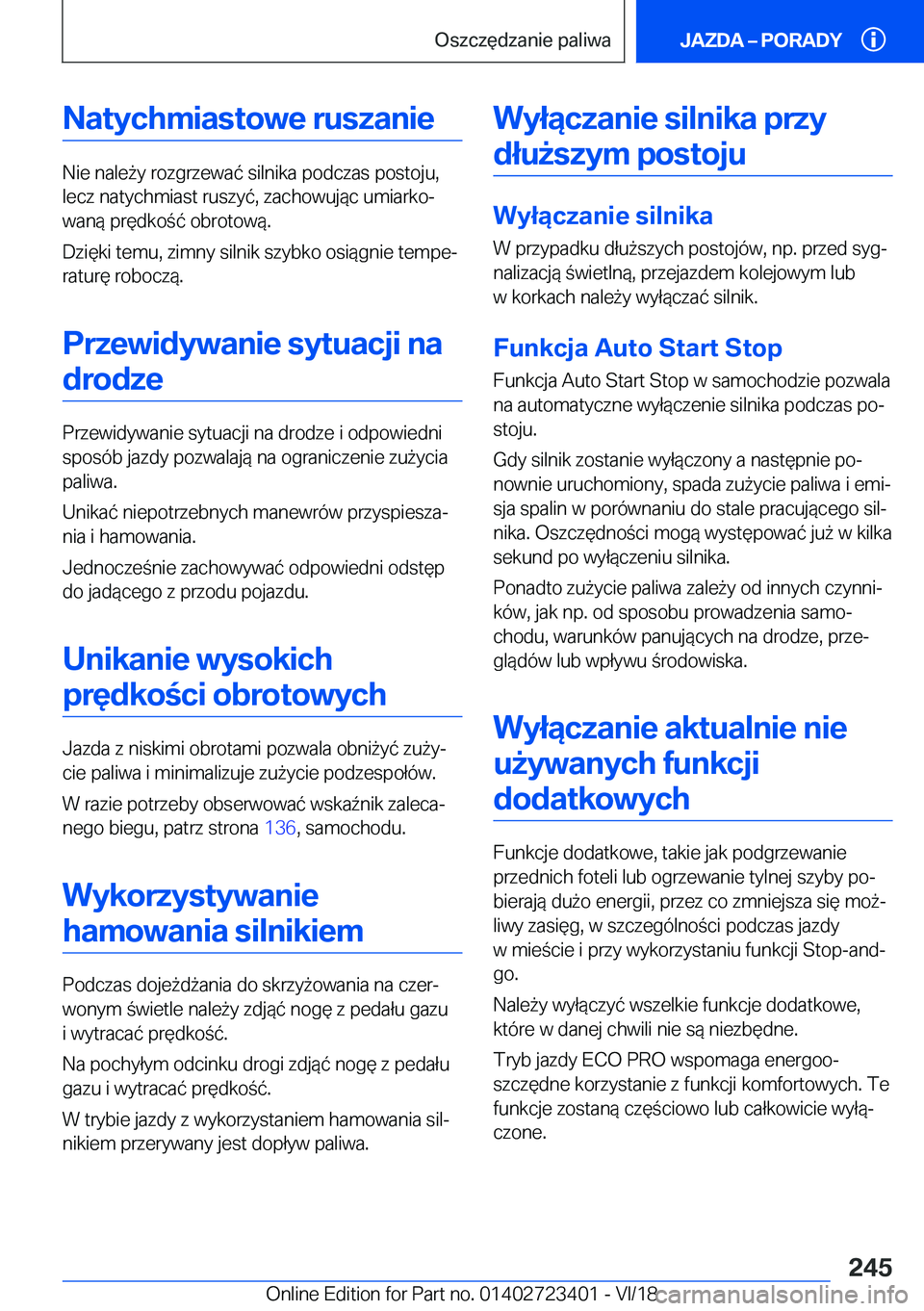 BMW 2 SERIES COUPE 2019  Instrukcja obsługi (in Polish) �N�a�t�y�c�h�m�i�a�s�t�o�w�e��r�u�s�z�a�n�i�e
�N�i�e��n�a�l�e9�y��r�o�z�g�r�z�e�w�a�