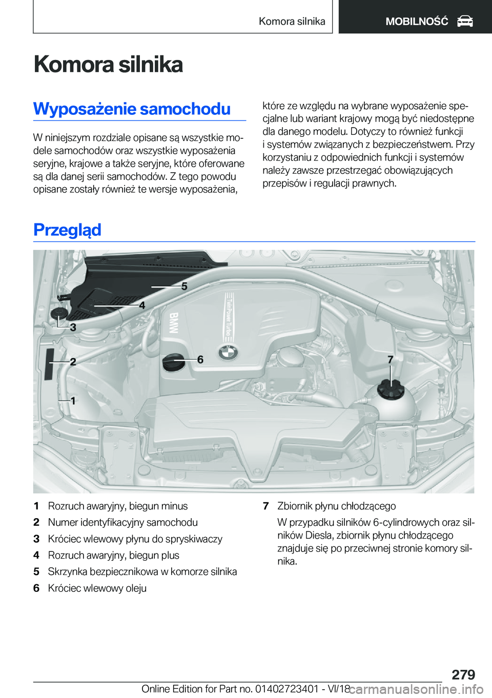 BMW 2 SERIES COUPE 2019  Instrukcja obsługi (in Polish) �K�o�m�o�r�a��s�i�l�n�i�k�a�W�y�p�o�s�a9�e�n�i�e��s�a�m�o�c�h�o�d�u
�W��n�i�n�i�e�j�s�z�y�m��r�o�z�d�z�i�a�l�e��o�p�i�s�a�n�e��s�