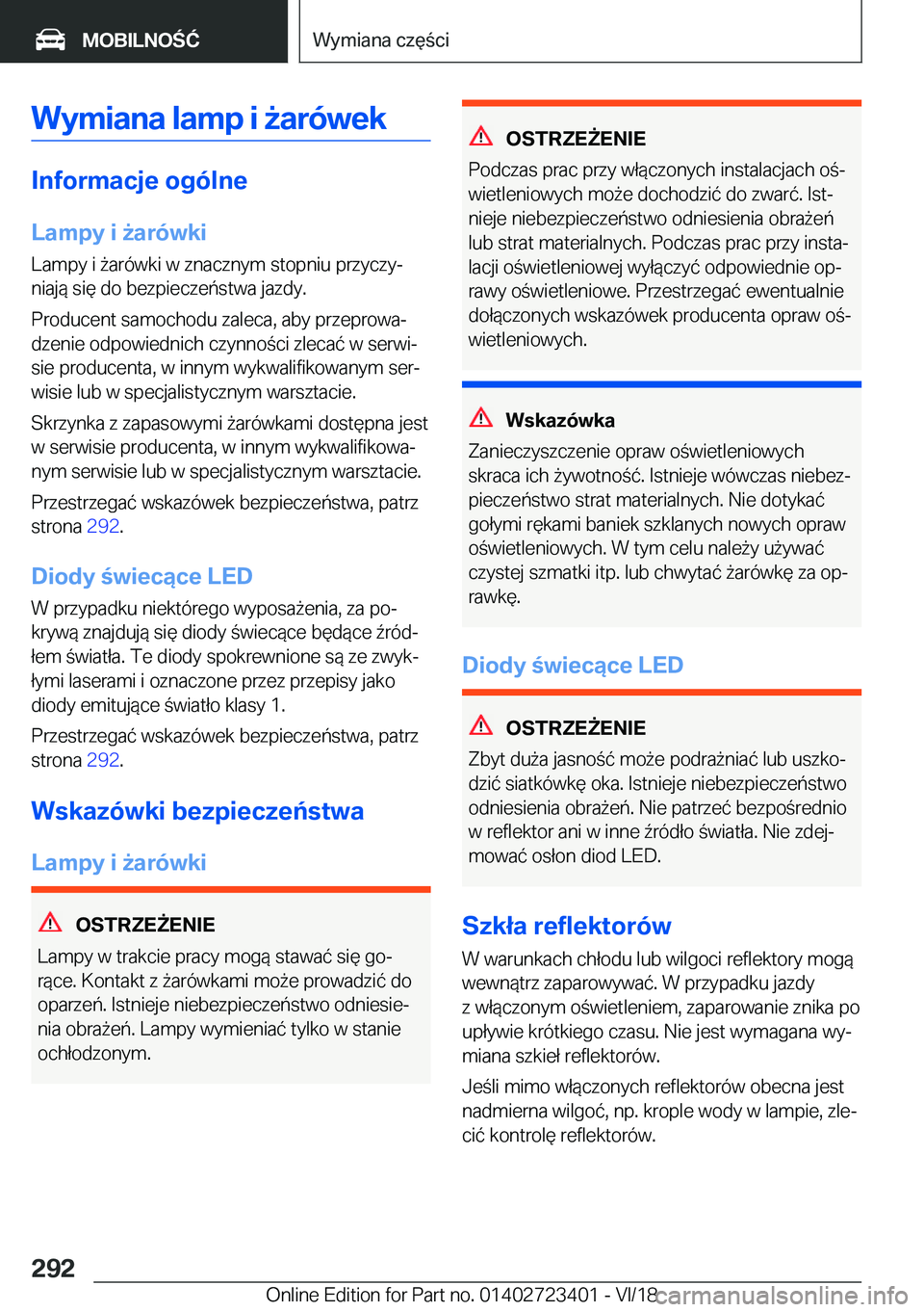 BMW 2 SERIES COUPE 2019  Instrukcja obsługi (in Polish) �W�y�m�i�a�n�a��l�a�m�p��i�9�a�r�