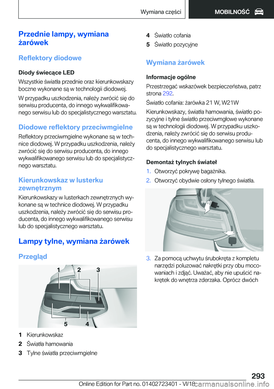 BMW 2 SERIES COUPE 2019  Instrukcja obsługi (in Polish) �P�r�z�e�d�n�i�e��l�a�m�p�y�,��w�y�m�i�a�n�a
9�a�r�