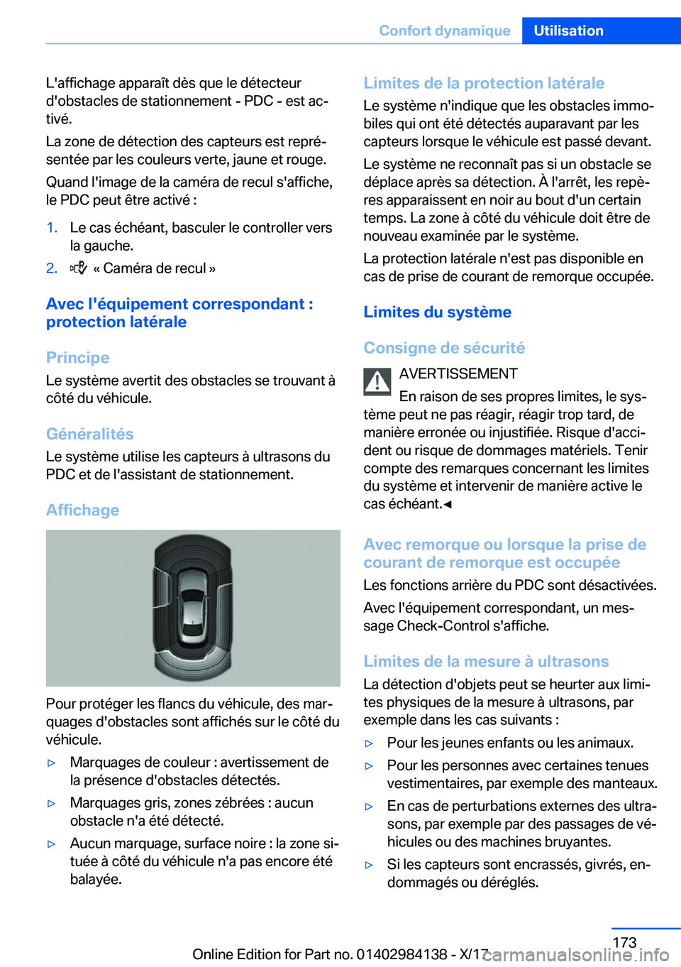 BMW 2 SERIES COUPE 2018  Notices Demploi (in French) �L�'�a�f�f�i�c�h�a�g�e� �a�p�p�a�r�a�î�t� �d�è�s� �q�u�e� �l�e� �d�é�t�e�c�t�e�u�r
�d�'�o�b�s�t�a�c�l�e�s� �d�e� �s�t�a�t�i�o�n�n�e�m�e�n�t� �-� �P�D�C� �-� �e�s�t� �a�cj �t�i�v�é�.
�L�a�