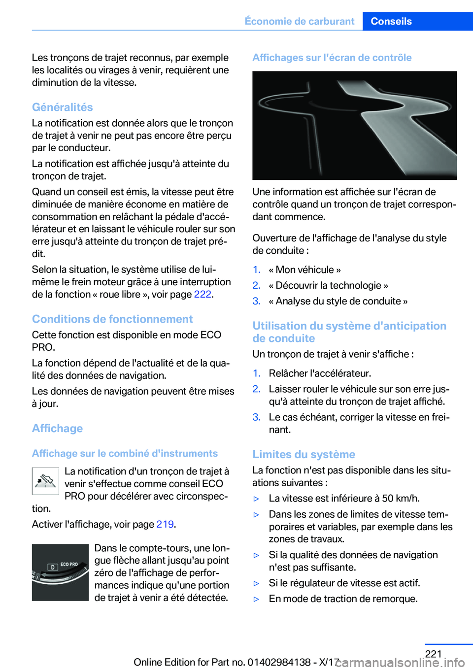 BMW 2 SERIES COUPE 2018  Notices Demploi (in French) �L�e�s� �t�r�o�n�ç�o�n�s� �d�e� �t�r�a�j�e�t� �r�e�c�o�n�n�u�s�,� �p�a�r� �e�x�e�m�p�l�e�l�e�s� �l�o�c�a�l�i�t�é�s� �o�u� �v�i�r�a�g�e�s� �