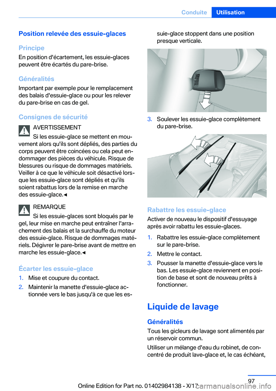 BMW 2 SERIES COUPE 2018  Notices Demploi (in French) �P�o�s�i�t�i�o�n��r�e�l�e�v�é�e��d�e�s��e�s�s�u�i�e�-�g�l�a�c�e�s
�P�r�i�n�c�i�p�e �E�n� �p�o�s�i�t�i�o�n� �d�'�é�c�a�r�t�e�m�e�n�t�,� �l�e�s� �e�s�s�u�i�e�-�g�l�a�c�e�s
�p�e�u�v�e�n�t� �ê�t