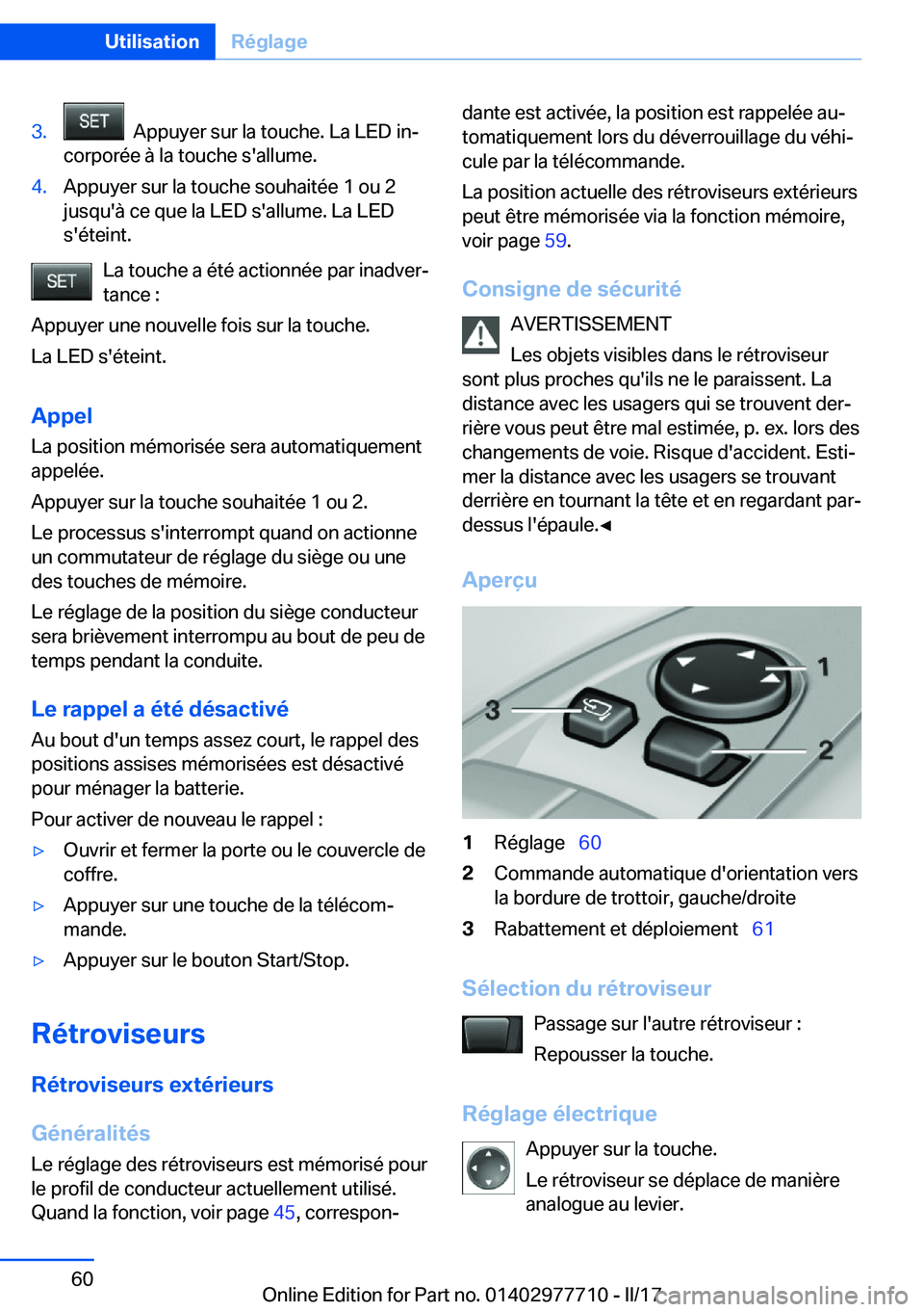 BMW 2 SERIES COUPE 2017  Notices Demploi (in French) �3�.� � �A�p�p�u�y�e�r� �s�u�r� �l�a� �t�o�u�c�h�e�.� �L�a� �L�E�D� �i�nj
�c�o�r�p�o�r�é�e� �
