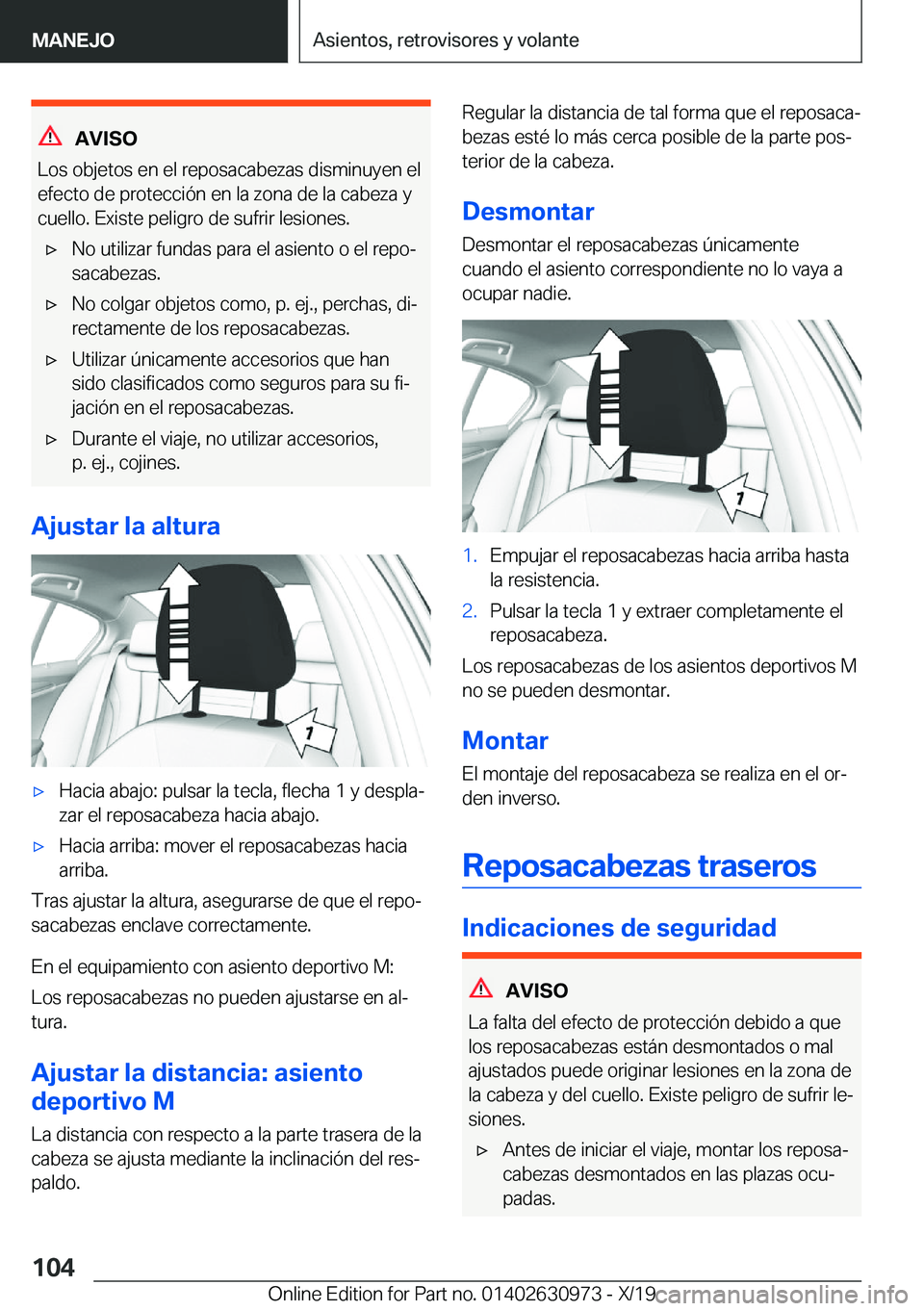 BMW 2 SERIES GRAN COUPE 2020  Manuales de Empleo (in Spanish) �A�V�I�S�O
�L�o�s��o�b�j�e�t�o�s��e�n��e�l��r�e�p�o�s�a�c�a�b�e�z�a�s��d�i�s�m�i�n�u�y�e�n��e�l �e�f�e�c�t�o��d�e��p�r�o�t�e�c�c�i�