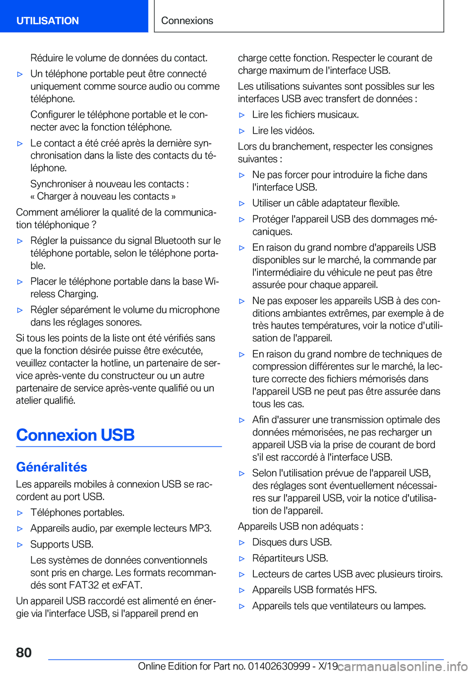 BMW 2 SERIES GRAN COUPE 2020  Notices Demploi (in French) �R�é�d�u�i�r�e��l�e��v�o�l�u�m�e��d�e��d�o�n�n�é�e�s��d�u��c�o�n�t�a�c�t�.'x�U�n��t�é�l�é�p�h�o�n�e��p�o�r�t�a�b�l�e��p�e�u�t��ê�t�r�e��c�o�n�n�e�c�t�é
�u�n�i�q�u�e�m�e�n�t��c�o�