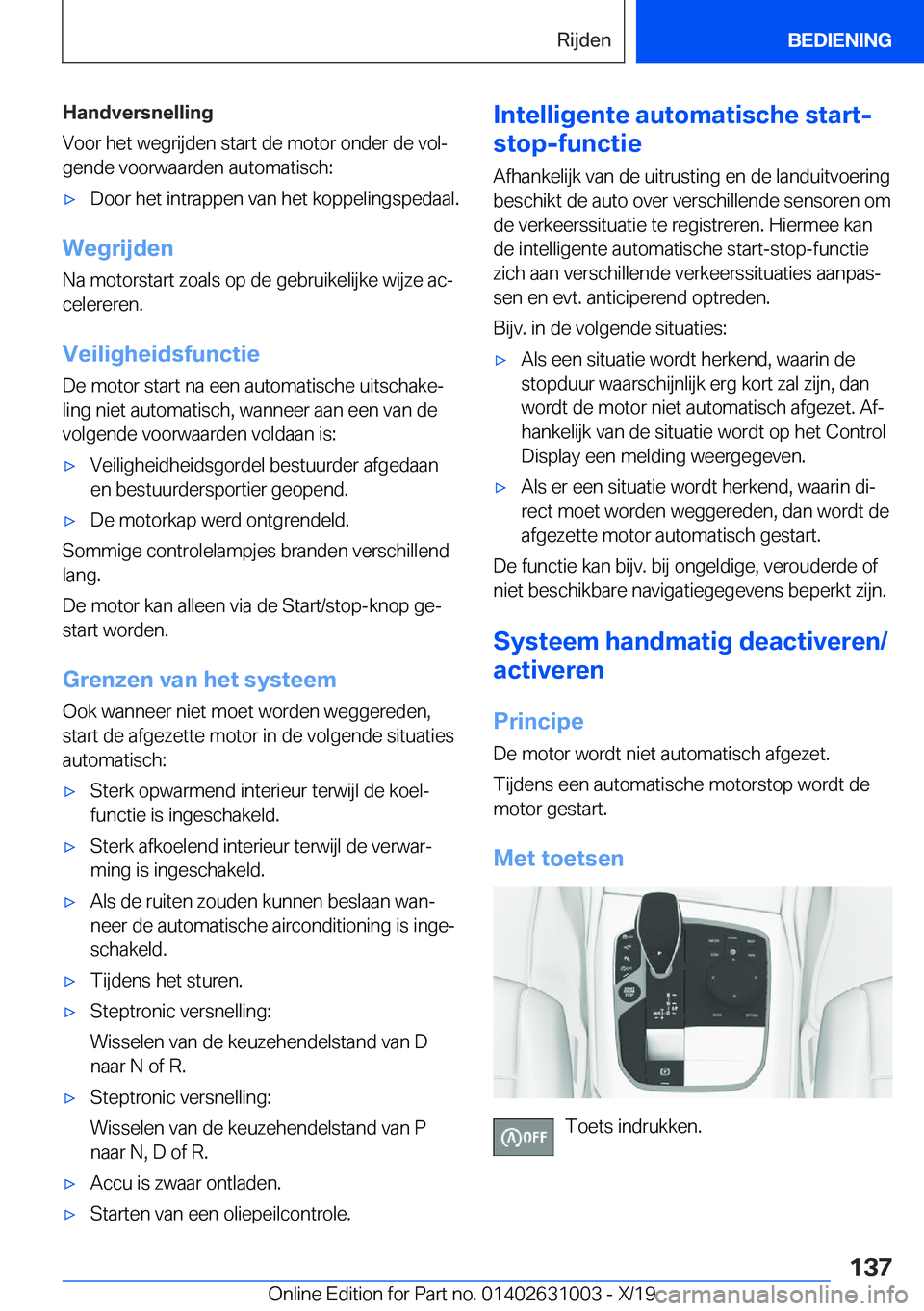 BMW 2 SERIES GRAN COUPE 2020  Instructieboekjes (in Dutch) �H�a�n�d�v�e�r�s�n�e�l�l�i�n�g
�V�o�o�r��h�e�t��w�e�g�r�i�j�d�e�n��s�t�a�r�t��d�e��m�o�t�o�r��o�n�d�e�r��d�e��v�o�lj
�g�e�n�d�e��v�o�o�r�w�a�a�r�d�e�n��a�u�t�o�m�a�t�i�s�c�h�:'x�D�o�o�r