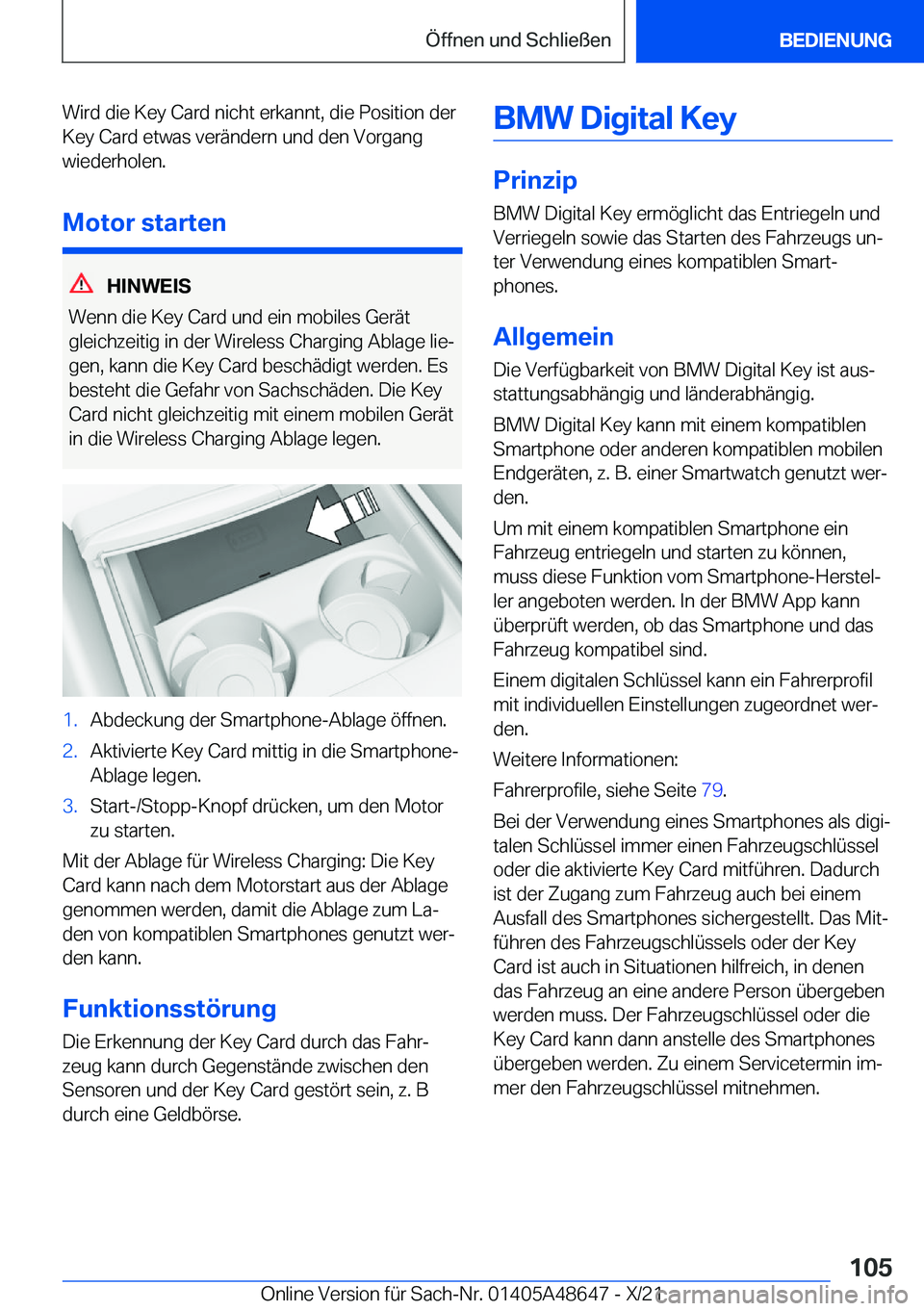 BMW 3 SERIES 2022  Betriebsanleitungen (in German) �W�i�r�d��d�i�e��K�e�y��C�a�r�d��n�i�c�h�t��e�r�k�a�n�n�t�,��d�i�e��P�o�s�i�t�i�o�n��d�e�r
�K�e�y��C�a�r�d��e�t�w�a�s��v�e�r�
