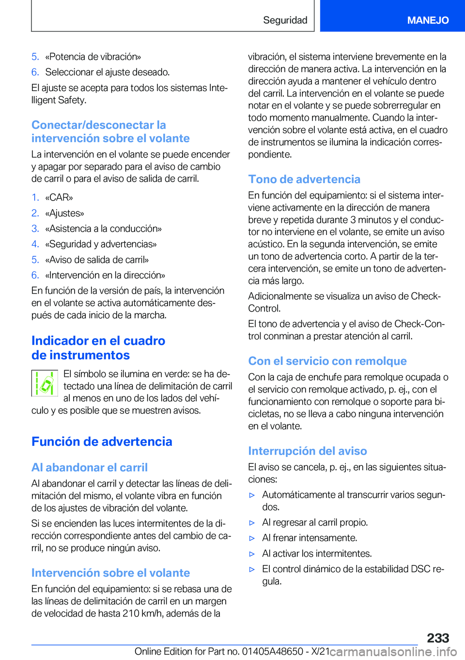 BMW 3 SERIES 2022  Manuales de Empleo (in Spanish) �5�.�«�P�o�t�e�n�c�i�a��d�e��v�i�b�r�a�c�i�