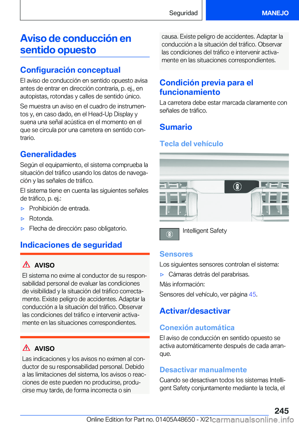 BMW 3 SERIES 2022  Manuales de Empleo (in Spanish) �A�v�i�s�o��d�e��c�o�n�d�u�c�c�i�