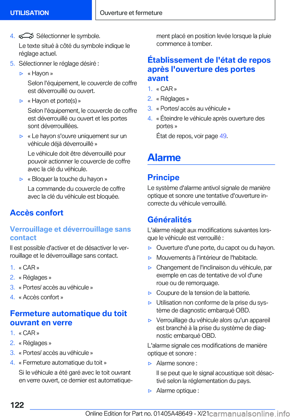 BMW 3 SERIES 2022  Notices Demploi (in French) �4�.���S�é�l�e�c�t�i�o�n�n�e�r��l�e��s�y�m�b�o�l�e�.
�L�e��t�e�x�t�e��s�i�t�u�é��