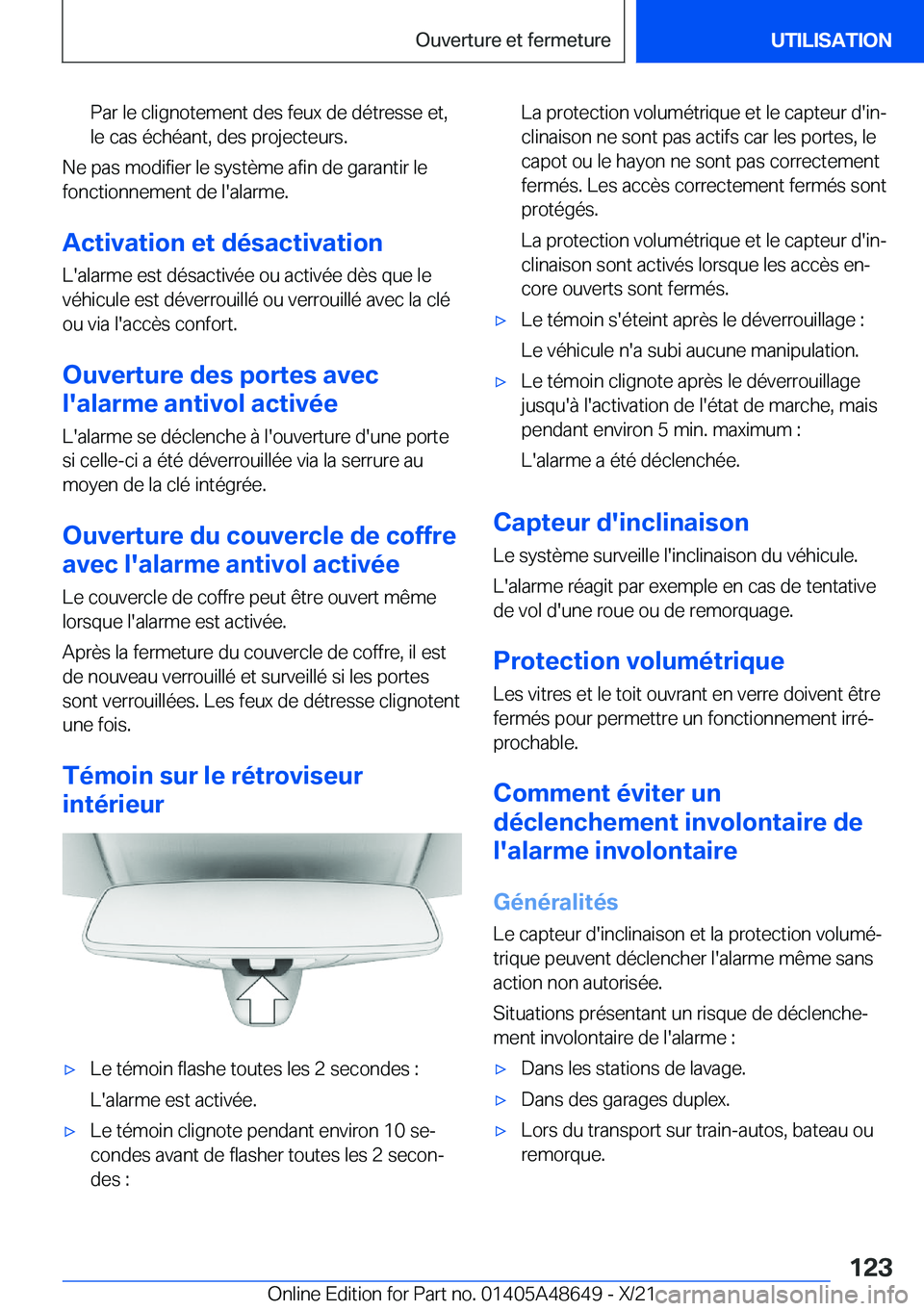 BMW 3 SERIES 2022  Notices Demploi (in French) �P�a�r��l�e��c�l�i�g�n�o�t�e�m�e�n�t��d�e�s��f�e�u�x��d�e��d�é�t�r�e�s�s�e��e�t�,�l�e��c�a�s��é�c�h�é�a�n�t�,��d�e�s��p�r�o�j�e�c�t�e�u�r�s�.
�N�e��p�a�s��m�o�d�i�f�i�e�r��l�e��s�y�s