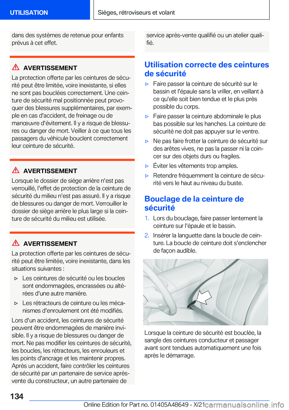 BMW 3 SERIES 2022  Notices Demploi (in French) �d�a�n�s��d�e�s��s�y�s�t�è�m�e�s��d�e��r�e�t�e�n�u�e��p�o�u�r��e�n�f�a�n�t�s�p�r�é�v�u�s��