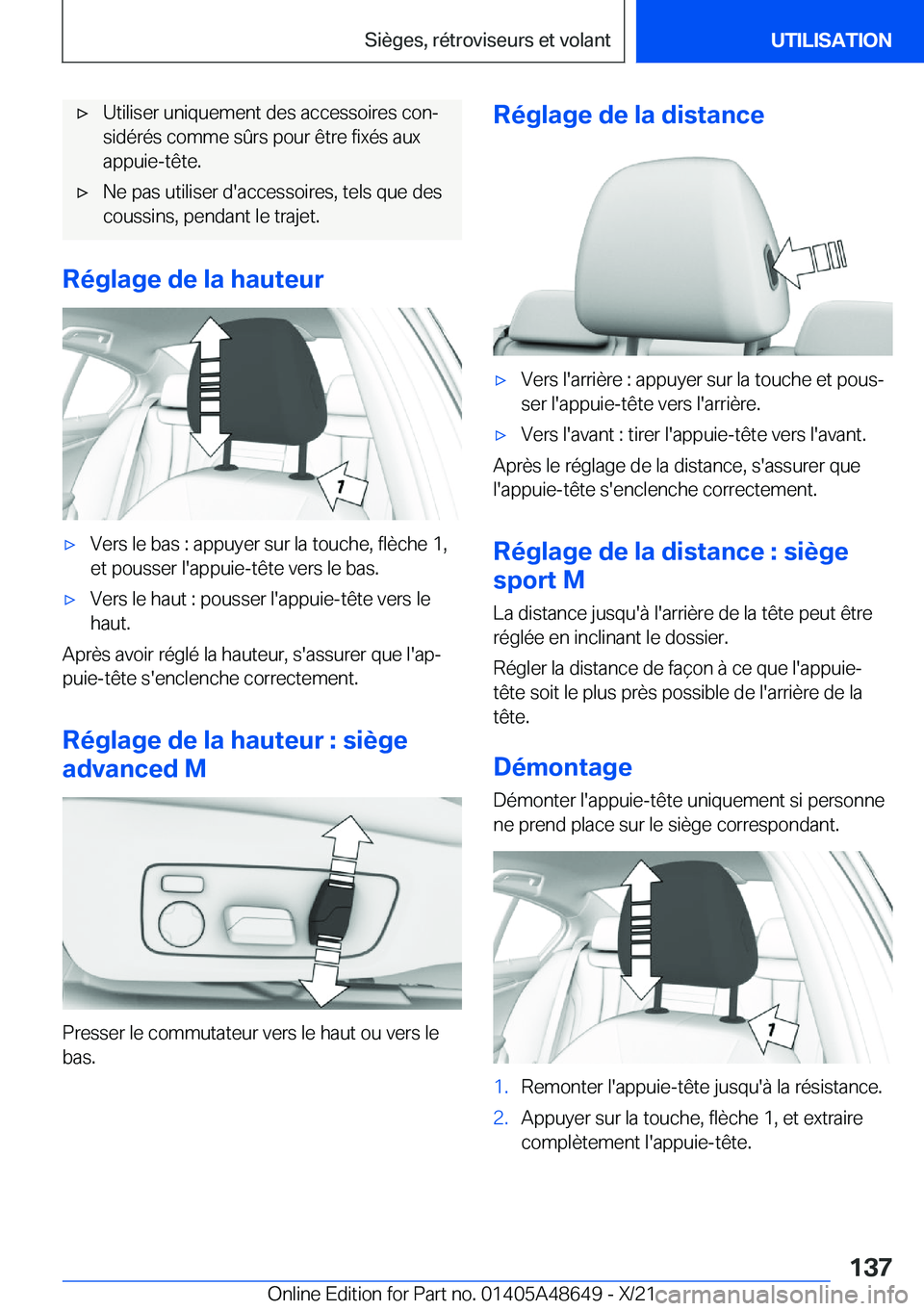 BMW 3 SERIES 2022  Notices Demploi (in French) 'x�U�t�i�l�i�s�e�r��u�n�i�q�u�e�m�e�n�t��d�e�s��a�c�c�e�s�s�o�i�r�e�s��c�o�nj
�s�i�d�é�r�é�s��c�o�m�m�e��s�