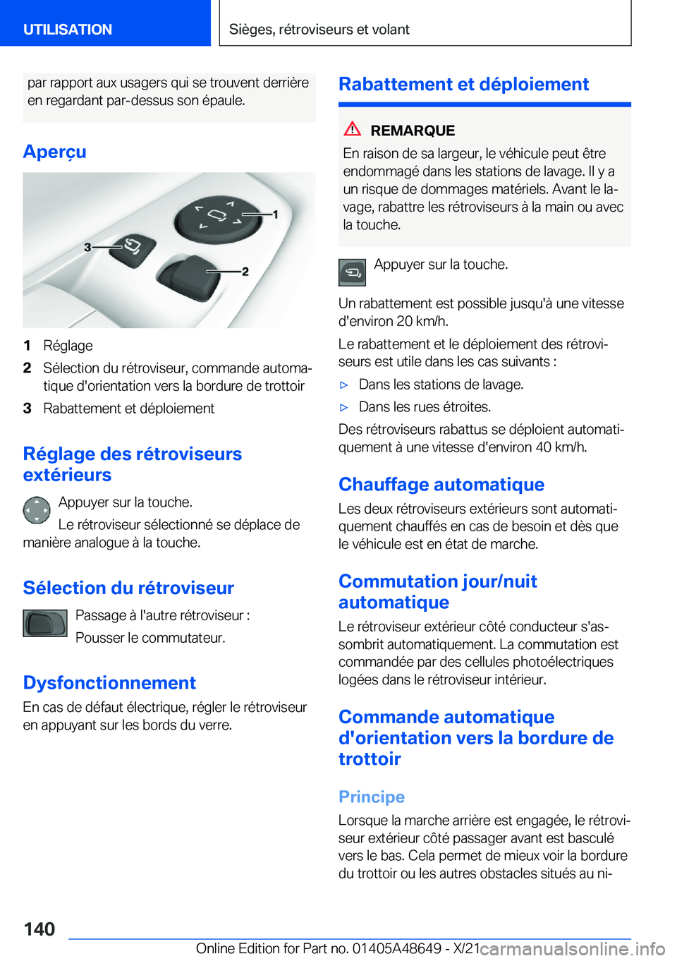 BMW 3 SERIES 2022  Notices Demploi (in French) �p�a�r��r�a�p�p�o�r�t��a�u�x��u�s�a�g�e�r�s��q�u�i��s�e��t�r�o�u�v�e�n�t��d�e�r�r�i�è�r�e�e�n��r�e�g�a�r�d�a�n�t��p�a�r�-�d�e�s�s�u�s��s�o�n��é�p�a�u�l�e�.
�A�p�e�r�ç�u�1�R�é�g�l�a�g�e�
