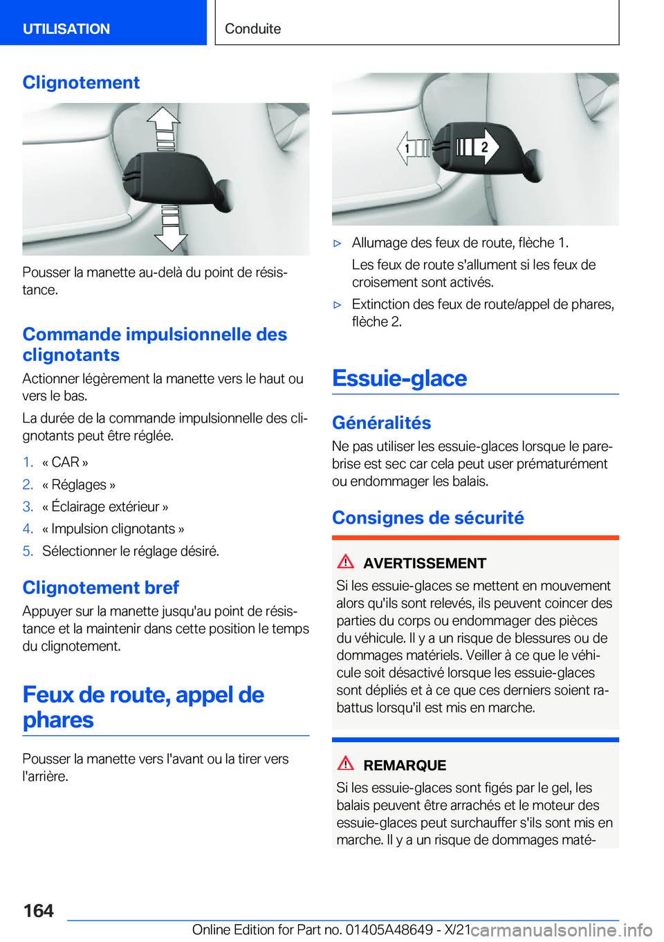 BMW 3 SERIES 2022  Notices Demploi (in French) �C�l�i�g�n�o�t�e�m�e�n�t
�P�o�u�s�s�e�r��l�a��m�a�n�e�t�t�e��a�u�-�d�e�l�