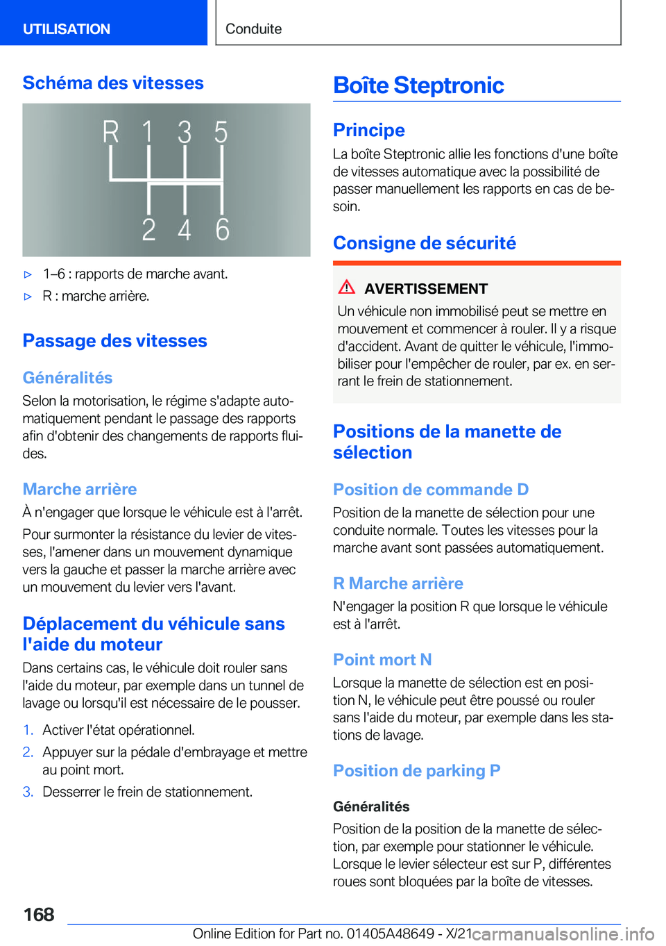 BMW 3 SERIES 2022  Notices Demploi (in French) �S�c�h�é�m�a��d�e�s��v�i�t�e�s�s�e�s'x�1m�6��:��r�a�p�p�o�r�t�s��d�e��m�a�r�c�h�e��a�v�a�n�t�.'x�R��:��m�a�r�c�h�e��a�r�r�i�è�r�e�.
�P�a�s�s�a�g�e��d�e�s��v�i�t�e�s�s�e�s
�G�é�