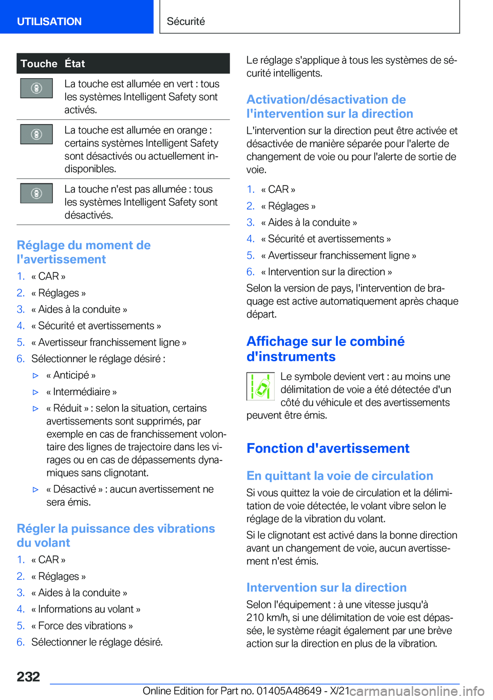 BMW 3 SERIES 2022  Notices Demploi (in French) �T�o�u�c�h�e�