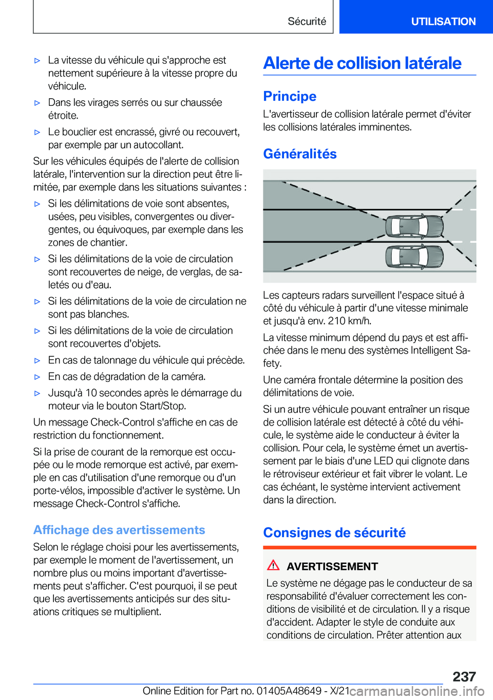 BMW 3 SERIES 2022  Notices Demploi (in French) 'x�L�a��v�i�t�e�s�s�e��d�u��v�é�h�i�c�u�l�e��q�u�i��s�'�a�p�p�r�o�c�h�e��e�s�t�n�e�t�t�e�m�e�n�t��s�u�p�é�r�i�e�u�r�e��