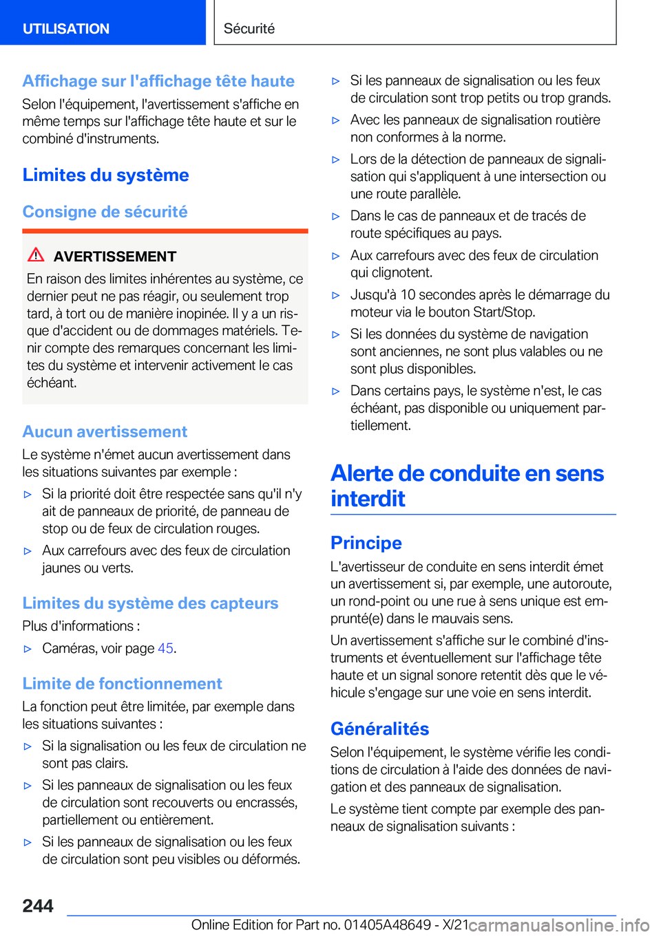 BMW 3 SERIES 2022  Notices Demploi (in French) �A�f�f�i�c�h�a�g�e��s�u�r��l�'�a�f�f�i�c�h�a�g�e��t�ê�t�e��h�a�u�t�e
�S�e�l�o�n��l�'�é�q�u�i�p�e�m�e�n�t�,��l�'�a�v�e�r�t�i�s�s�e�m�e�n�t��s�'�a�f�f�i�c�h�e��e�n
�m�ê�m�e��