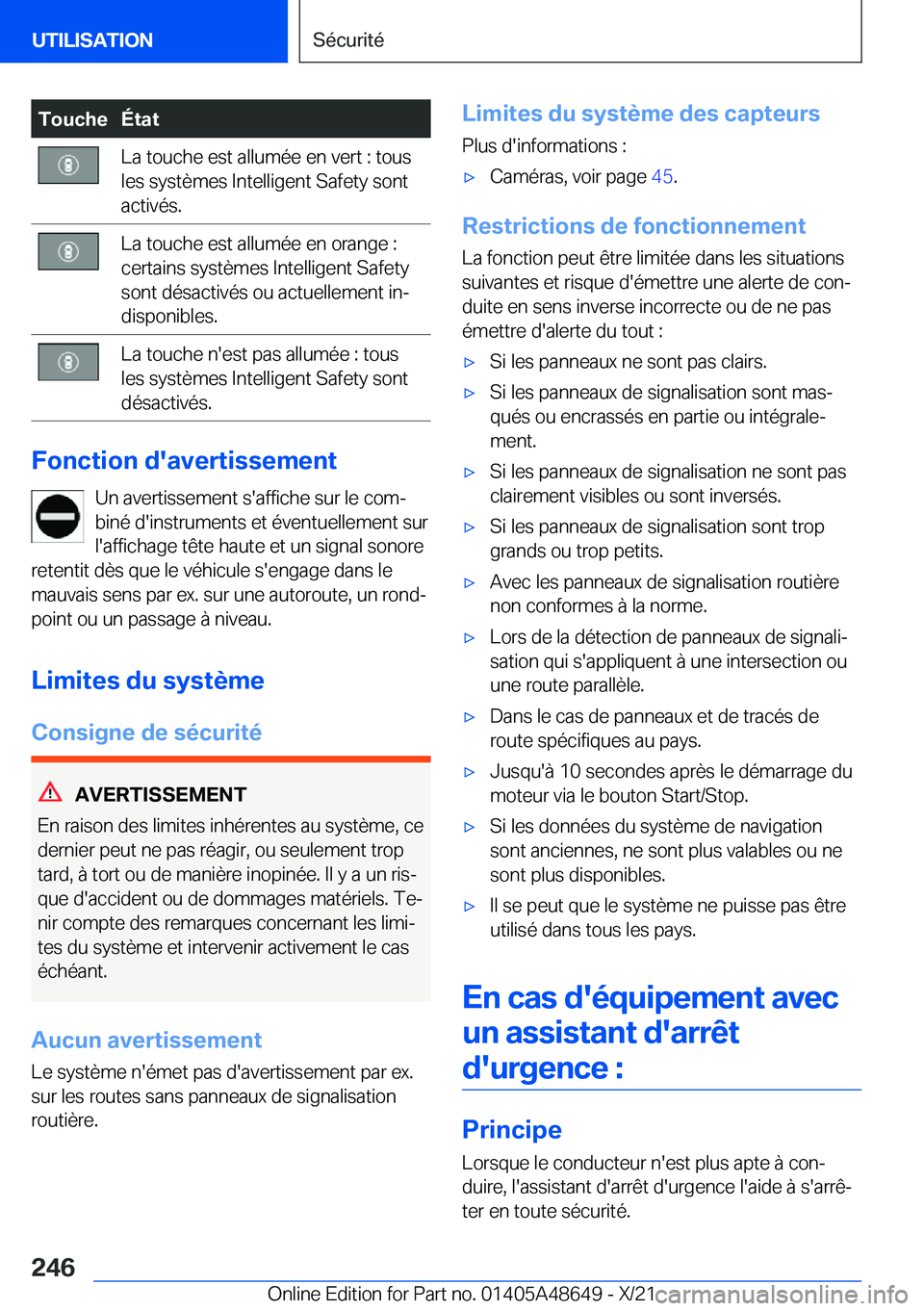 BMW 3 SERIES 2022  Notices Demploi (in French) �T�o�u�c�h�e�