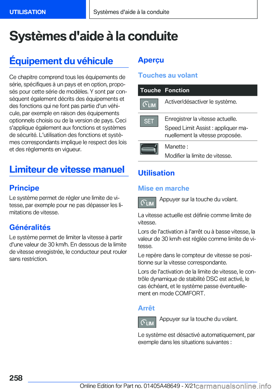 BMW 3 SERIES 2022  Notices Demploi (in French) �S�y�s�t�è�m�e�s��d�'�a�i�d�e��