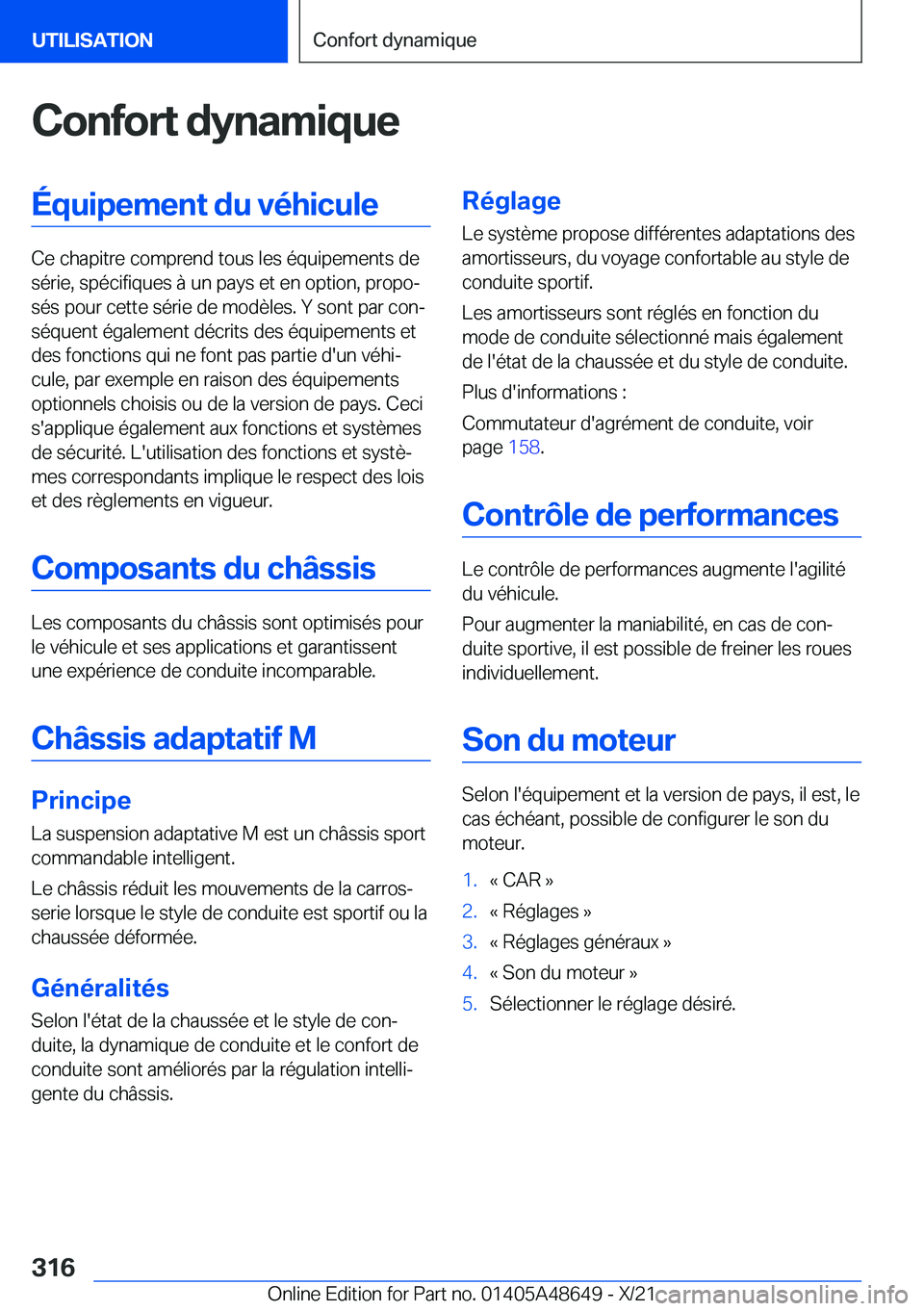 BMW 3 SERIES 2022  Notices Demploi (in French) �C�o�n�f�o�r�t��d�y�n�a�m�i�q�u�e�