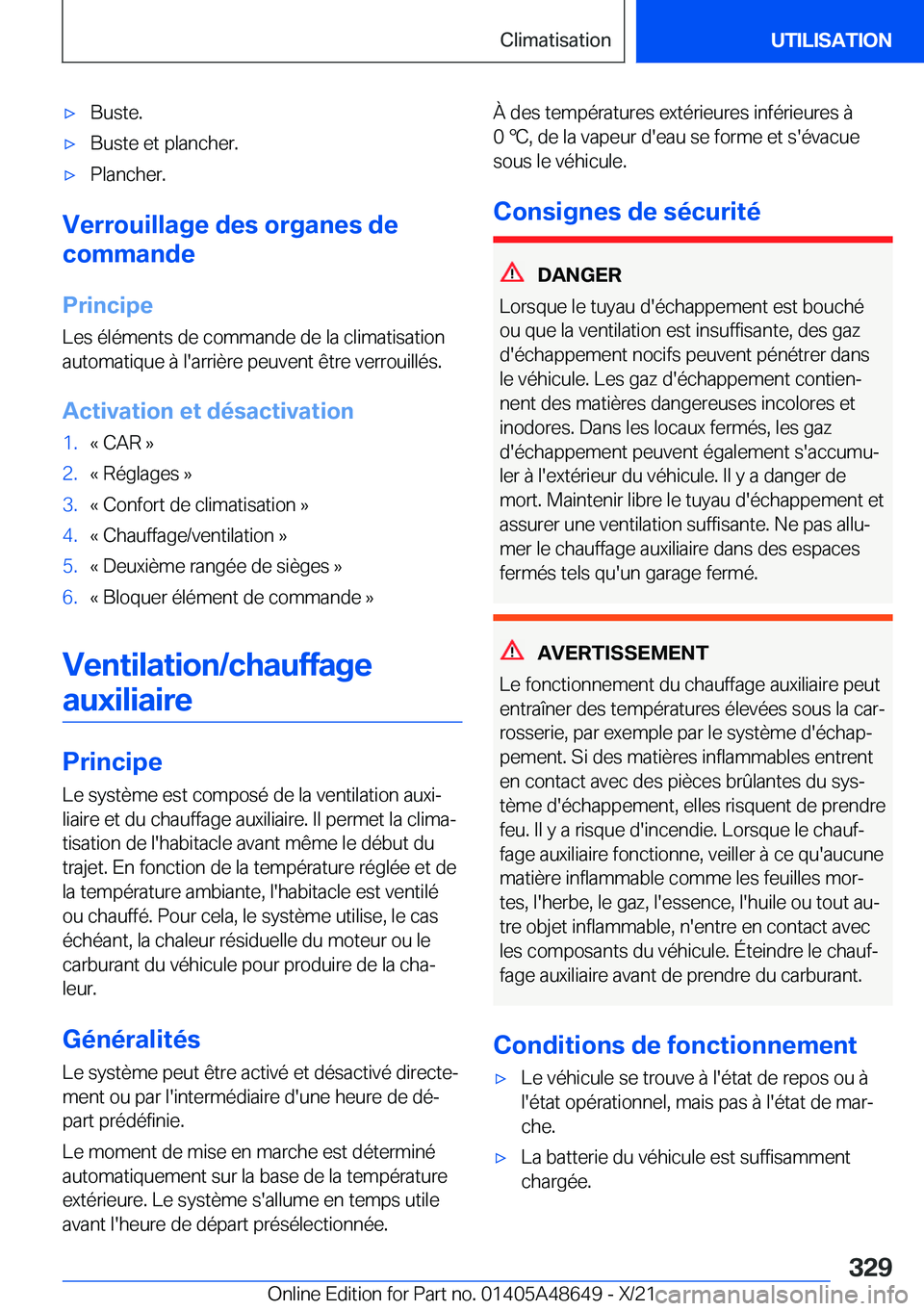 BMW 3 SERIES 2022  Notices Demploi (in French) 'x�B�u�s�t�e�.'x�B�u�s�t�e��e�t��p�l�a�n�c�h�e�r�.'x�P�l�a�n�c�h�e�r�.
�V�e�r�r�o�u�i�l�l�a�g�e��d�e�s��o�r�g�a�n�e�s��d�e
�c�o�m�m�a�n�d�e
�P�r�i�n�c�i�p�e �L�e�s��é�l�é�m�e�n�t�s