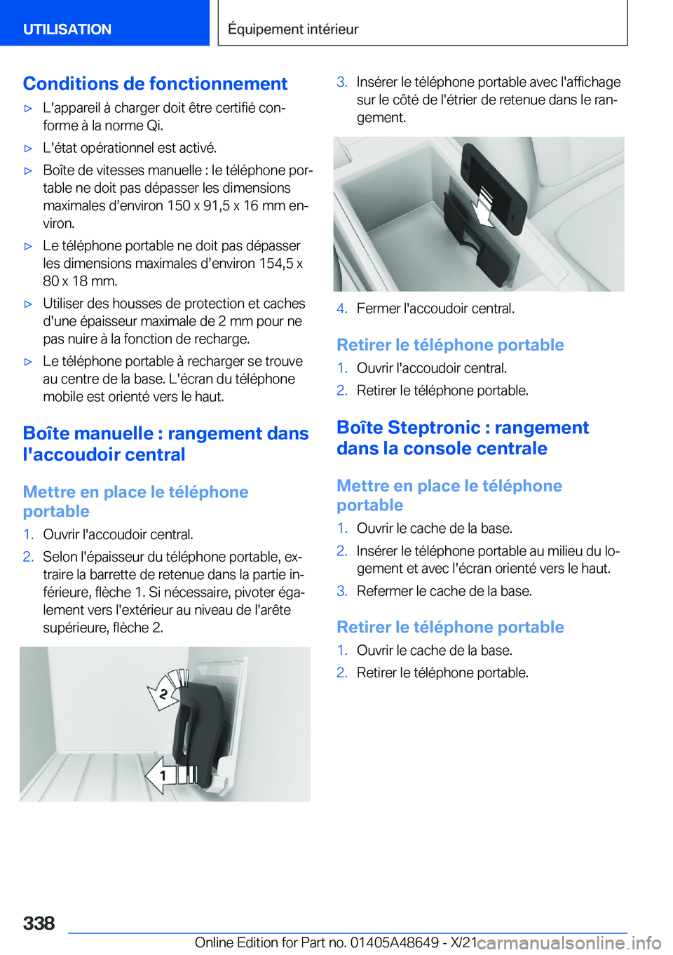 BMW 3 SERIES 2022  Notices Demploi (in French) �C�o�n�d�i�t�i�o�n�s��d�e��f�o�n�c�t�i�o�n�n�e�m�e�n�t'x�L�'�a�p�p�a�r�e�i�l��