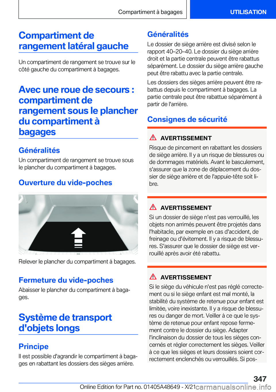 BMW 3 SERIES 2022  Notices Demploi (in French) �C�o�m�p�a�r�t�i�m�e�n�t��d�e�r�a�n�g�e�m�e�n�t��l�a�t�é�r�a�l��g�a�u�c�h�e
�U�n��c�o�m�p�a�r�t�i�m�e�n�t��d�e��r�a�n�g�e�m�e�n�t��s�e��t�r�o�u�v�e��s�u�r��l�e
�c�