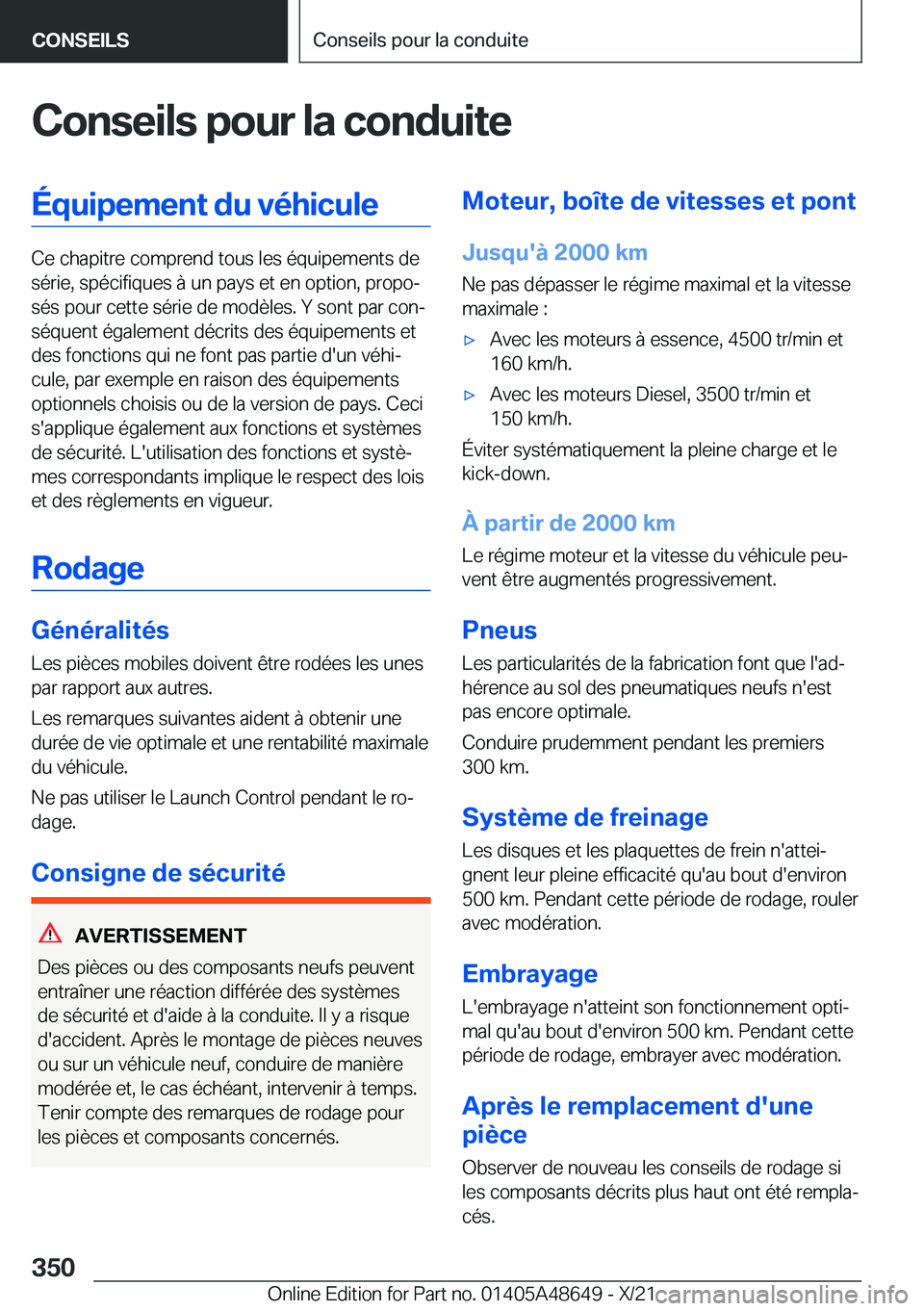 BMW 3 SERIES 2022  Notices Demploi (in French) �C�o�n�s�e�i�l�s��p�o�u�r��l�a��c�o�n�d�u�i�t�e�