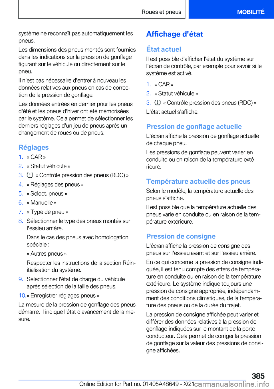 BMW 3 SERIES 2022  Notices Demploi (in French) �s�y�s�t�è�m�e��n�e��r�e�c�o�n�n�a�