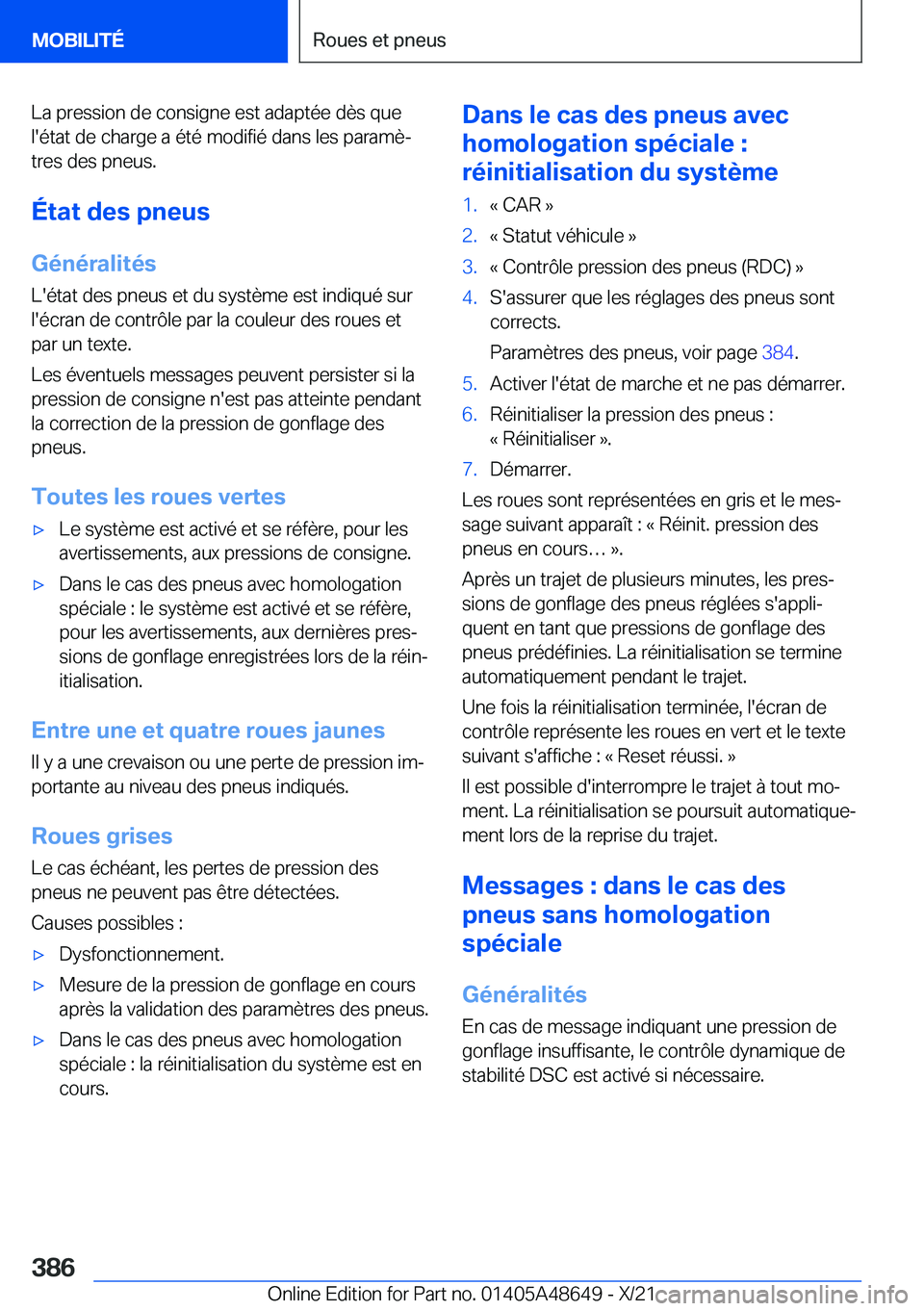 BMW 3 SERIES 2022  Notices Demploi (in French) �L�a��p�r�e�s�s�i�o�n��d�e��c�o�n�s�i�g�n�e��e�s�t��a�d�a�p�t�é�e��d�è�s��q�u�e�l�'�é�t�a�t��d�e��c�h�a�r�g�e��a��é�t�é��m�o�d�i�f�i�é��d�a�n�s��l�e�s��p�a�r�a�m�èj�t�r�e�s�