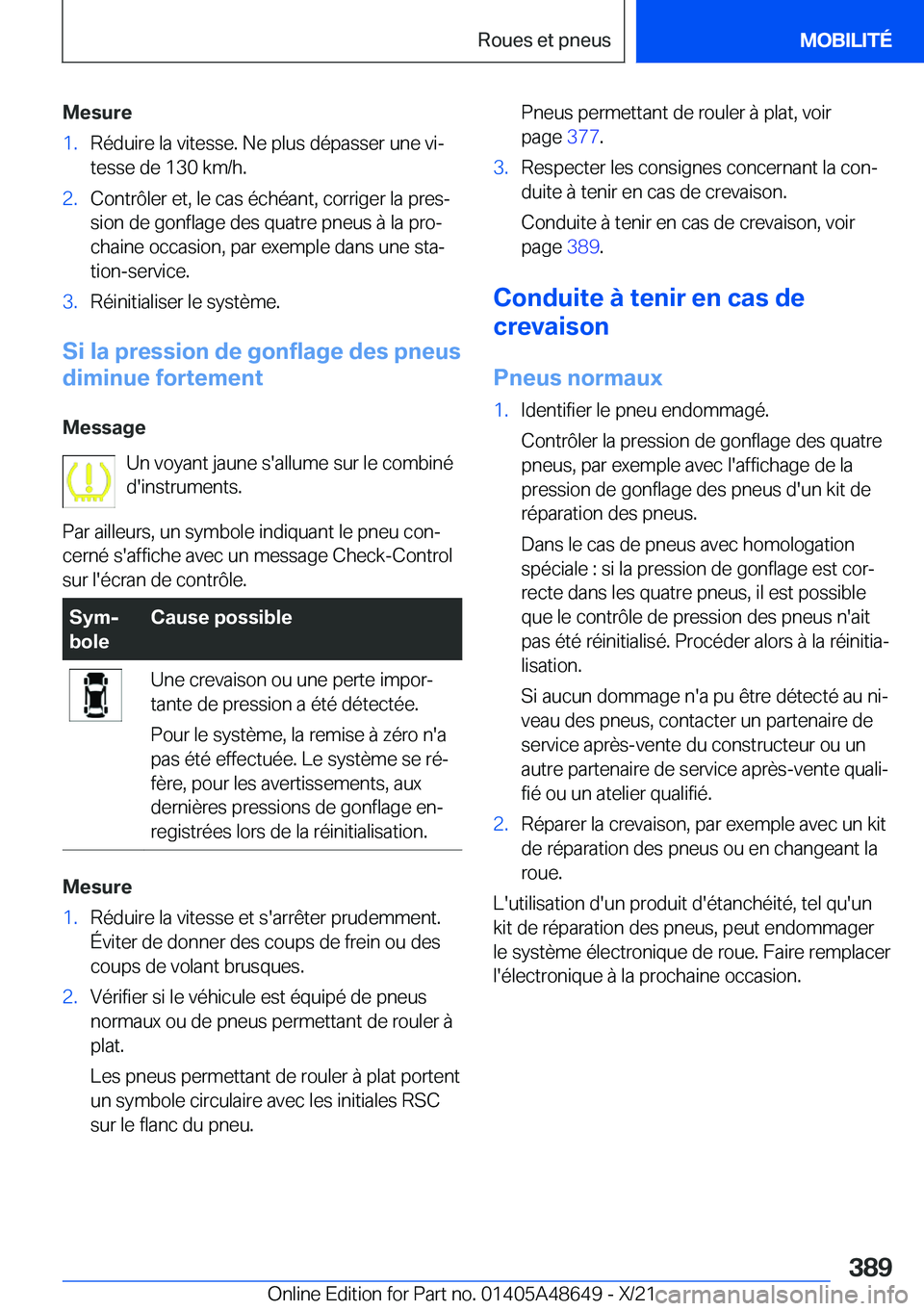 BMW 3 SERIES 2022  Notices Demploi (in French) �M�e�s�u�r�e�1�.�R�é�d�u�i�r�e��l�a��v�i�t�e�s�s�e�.��N�e��p�l�u�s��d�é�p�a�s�s�e�r��u�n�e��v�ij
�t�e�s�s�e��d�e��1�3�0��k�m�/�h�.�2�.�C�o�n�t�r�
