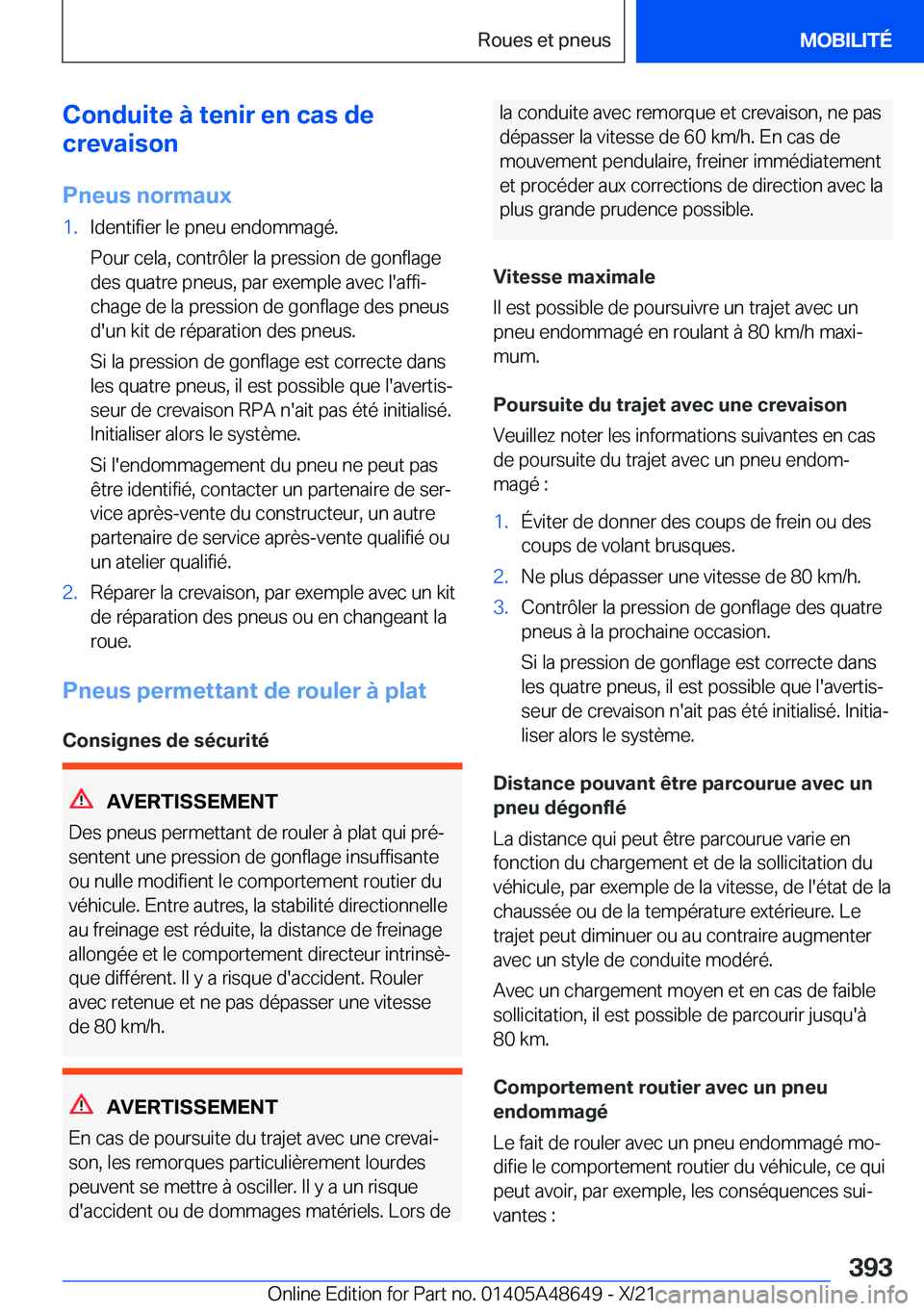 BMW 3 SERIES 2022  Notices Demploi (in French) �C�o�n�d�u�i�t�e��