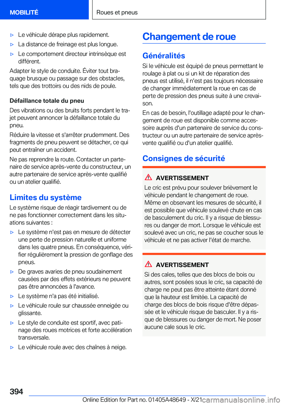 BMW 3 SERIES 2022  Notices Demploi (in French) 'x�L�e��v�é�h�i�c�u�l�e��d�é�r�a�p�e��p�l�u�s��r�a�p�i�d�e�m�e�n�t�.'x�L�a��d�i�s�t�a�n�c�e��d�e��f�r�e�i�n�a�g�e��e�s�t��p�l�u�s��l�o�n�g�u�e�.'x�L�e��c�o�m�p�o�r�t�e�m�e�n�t