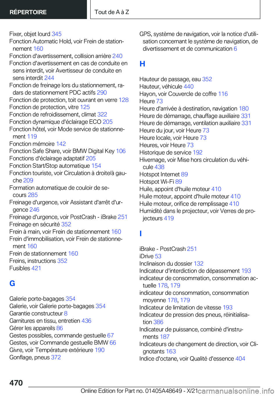 BMW 3 SERIES 2022  Notices Demploi (in French) �F�i�x�e�r�,��o�b�j�e�t��l�o�u�r�d��3�4�5�
�F�o�n�c�t�i�o�n��A�u�t�o�m�a�t�i�c��H�o�l�d�,��v�o�i�r��F�r�e�i�n��d�e��s�t�a�t�i�o�nj �n�e�m�e�n�t� �1�6�0�
�F�o�n�c�t�i�o�n��d�'�a�v�e�r