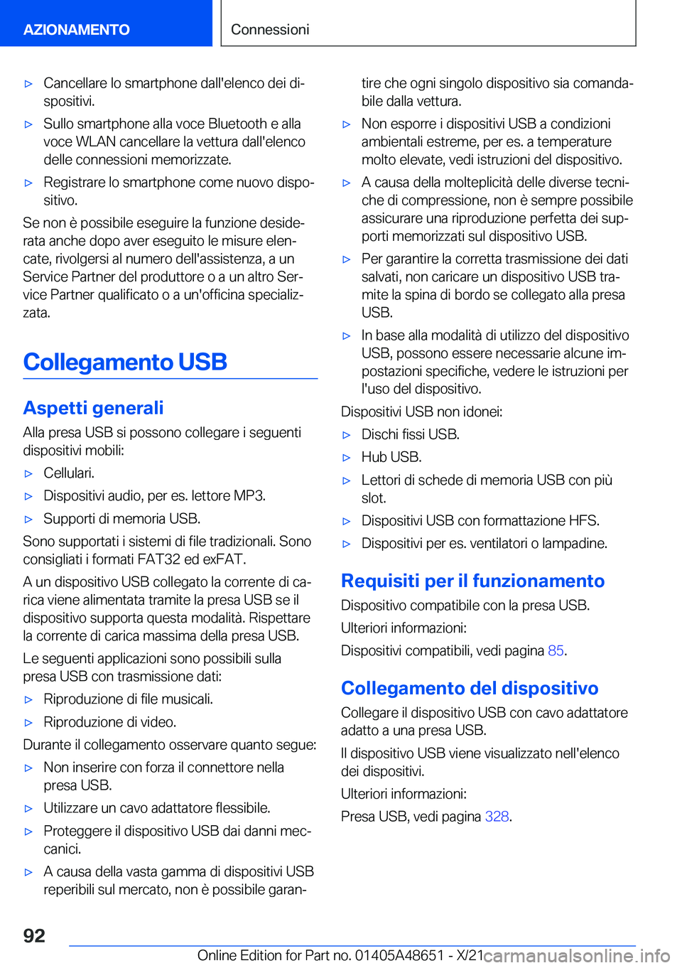 BMW 3 SERIES 2022  Libretti Di Uso E manutenzione (in Italian) 'x�C�a�n�c�e�l�l�a�r�e��l�o��s�m�a�r�t�p�h�o�n�e��d�a�l�l�'�e�l�e�n�c�o��d�e�i��d�iª
�s�p�o�s�i�t�i�v�i�.'x�S�u�l�l�o��s�m�a�r�t�p�h�o�n�e��a�l�l�a��v�o�c�e��B�l�u�e�t�o�o�t�h�