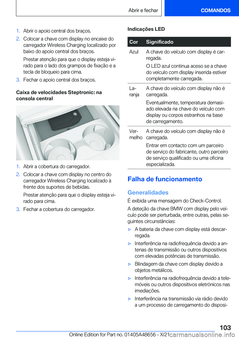 BMW 3 SERIES 2022  Manual do condutor (in Portuguese) �1�.�A�b�r�i�r��o��a�p�o�i�o��c�e�n�t�r�a�l��d�o�s��b�r�a�